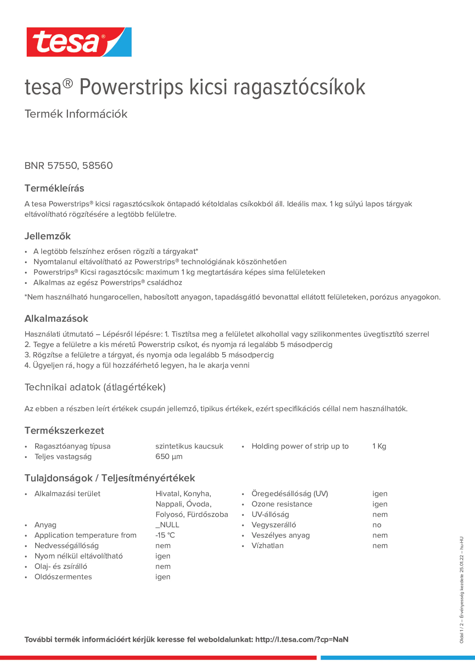Product information_tesa® Powerstrips 58560_hu-HU