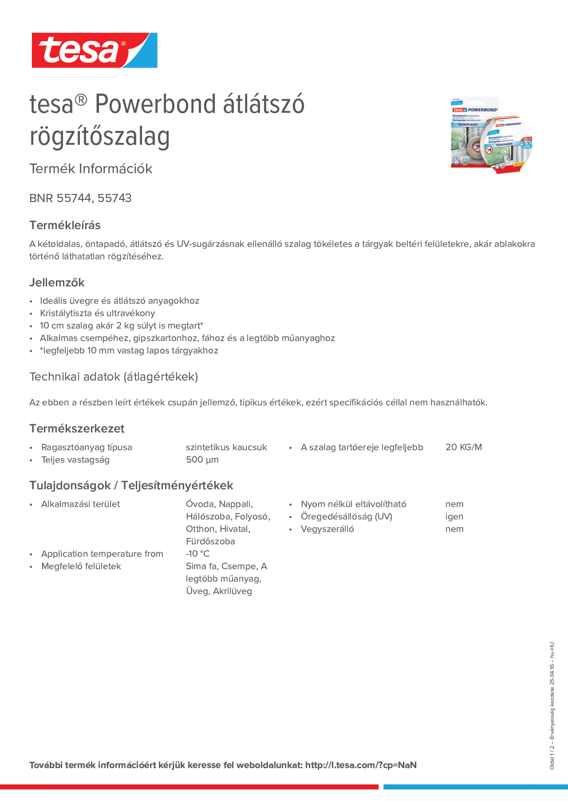 Product information_tesa® Powerbond 55744_hu-HU