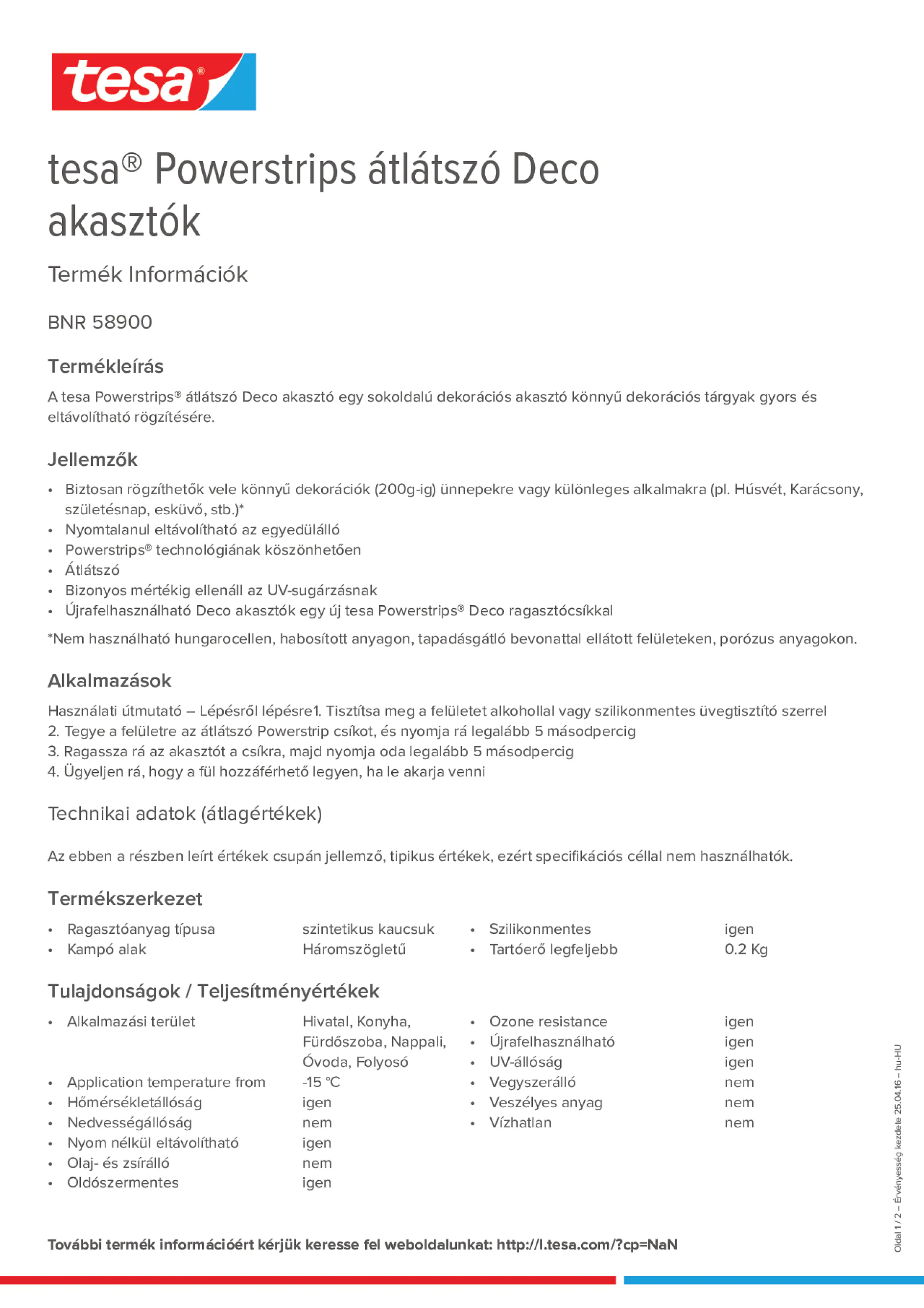 Product information_tesa® Powerstrips 58900_hu-HU