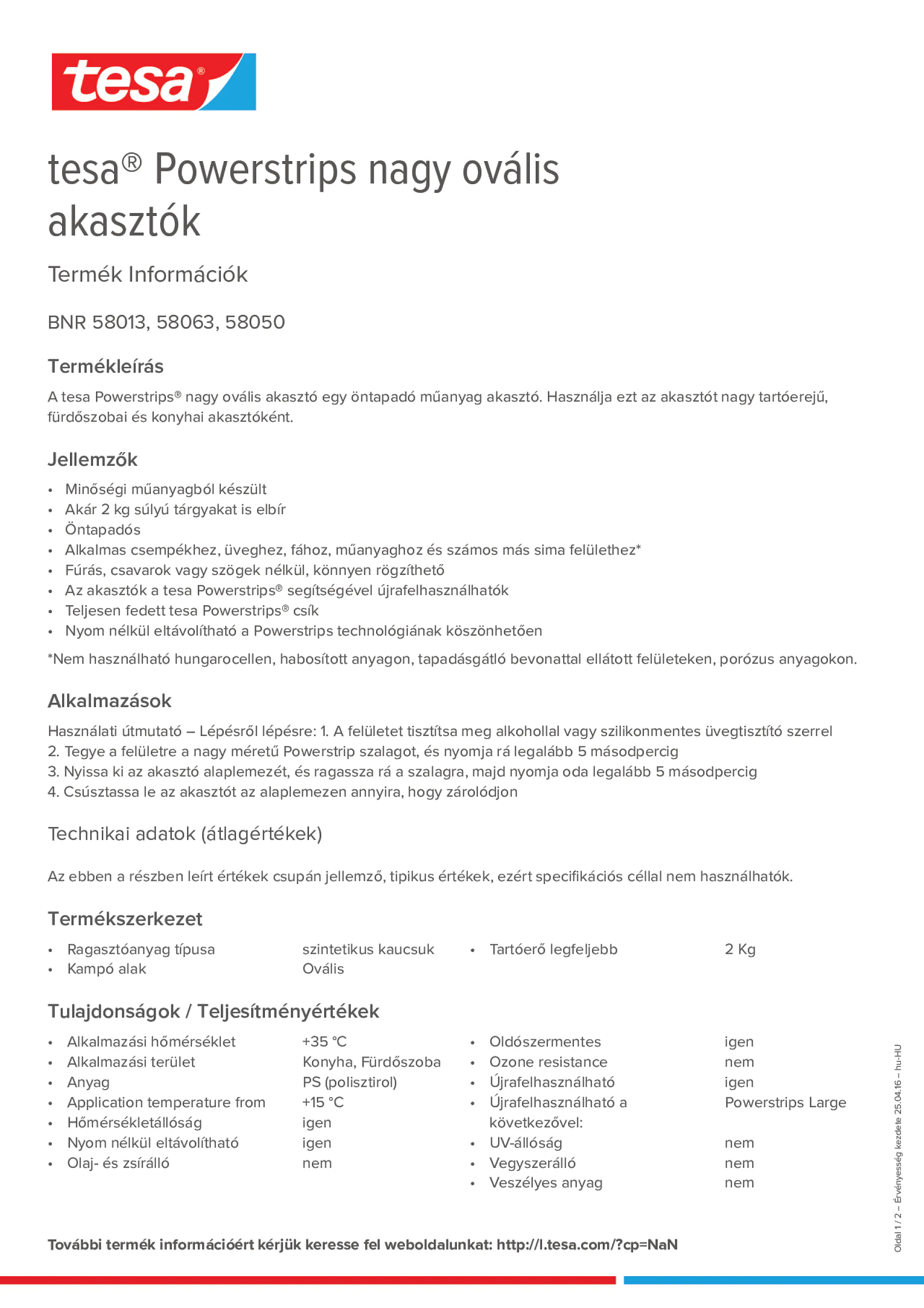 Product information_tesa® Powerstrips 58050_hu-HU
