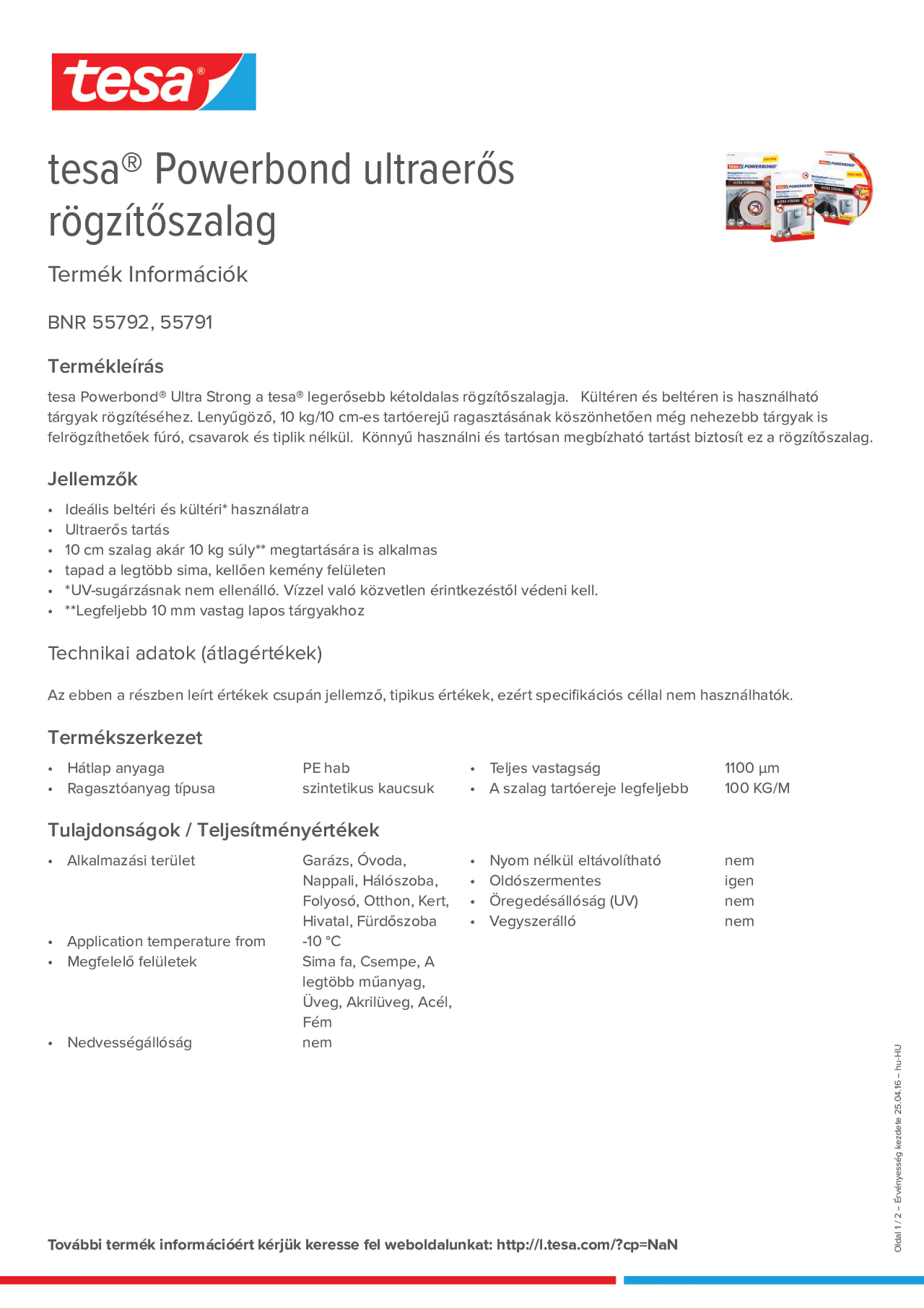 Product information_tesa® Powerbond 55791_hu-HU