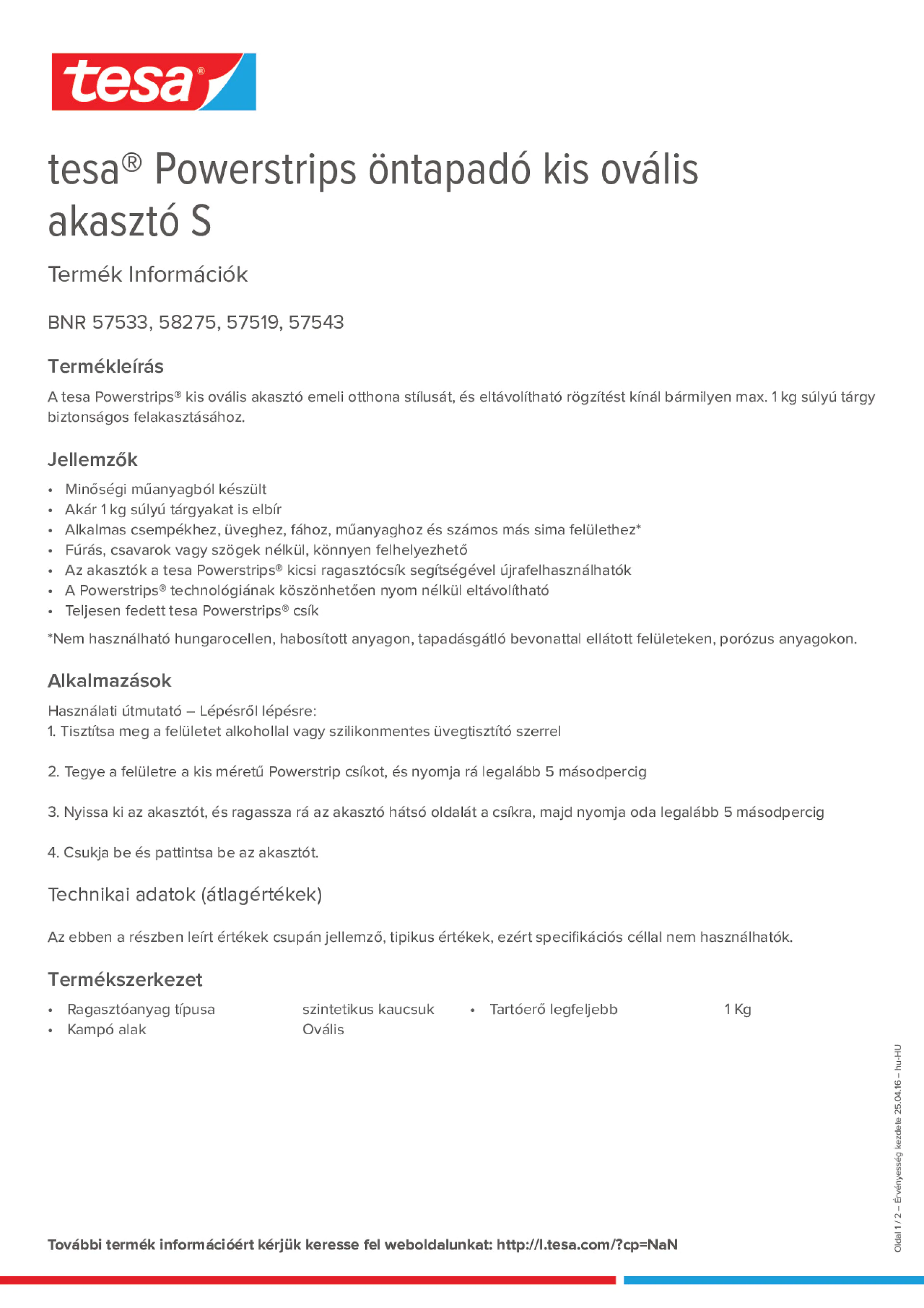 Product information_tesa® Powerstrips 57519_hu-HU