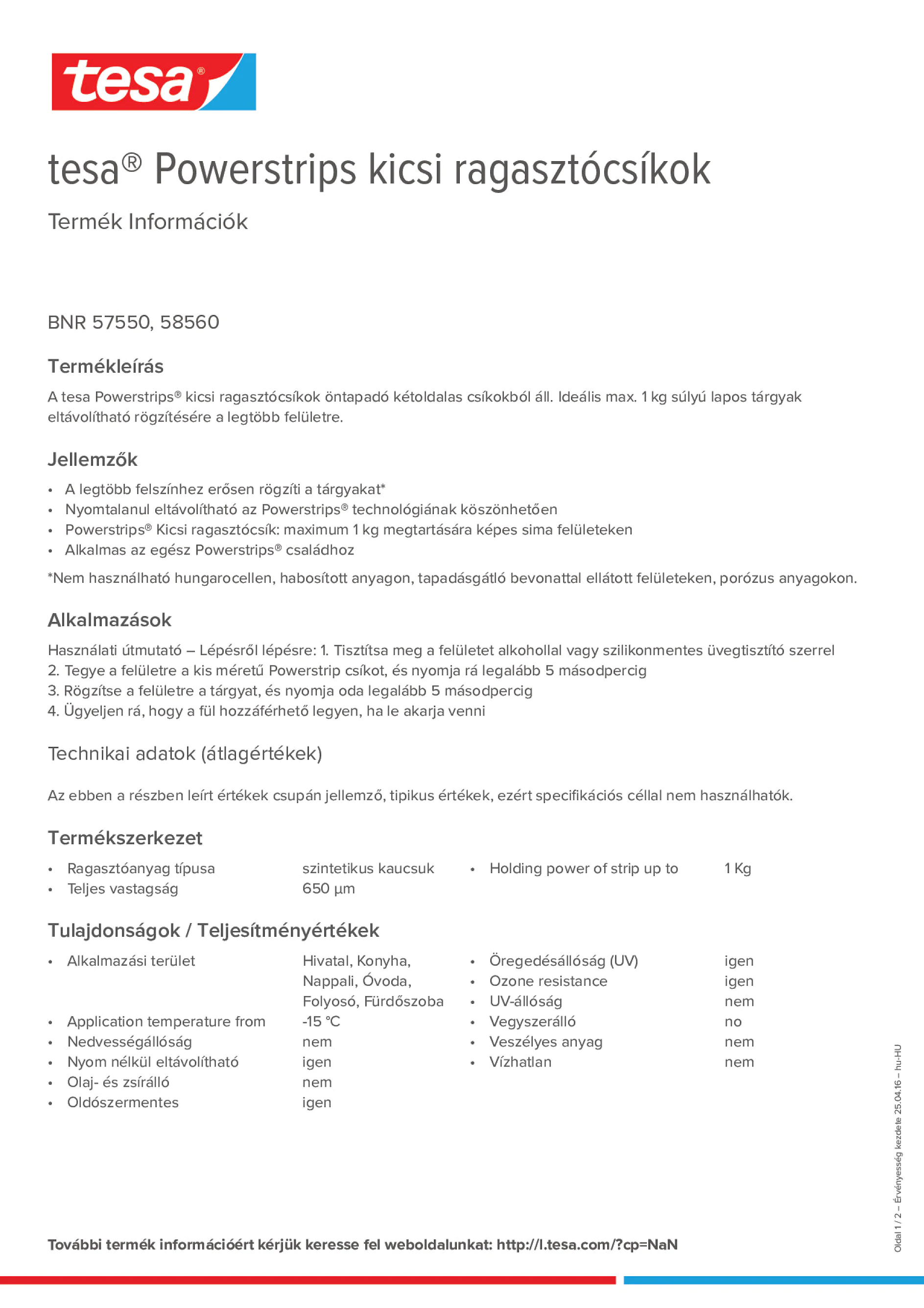Product information_tesa® Powerstrips 58560_hu-HU