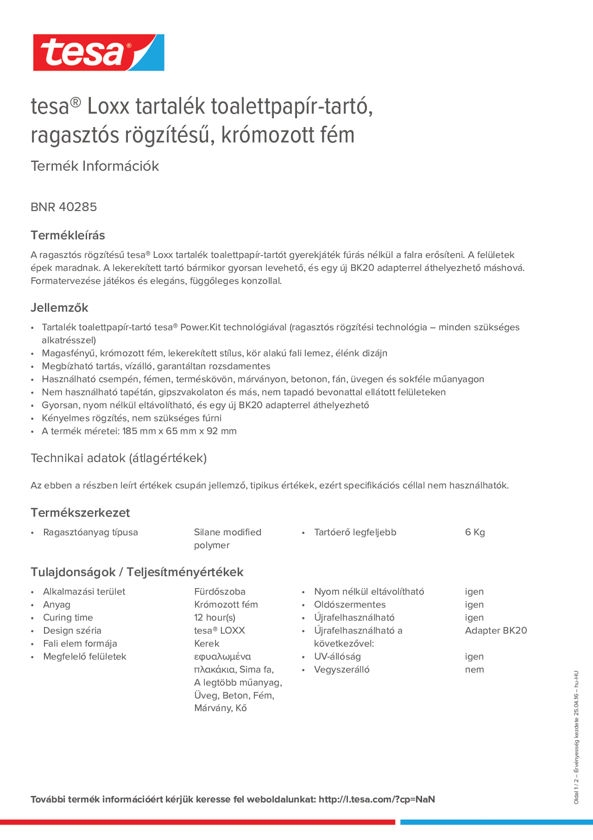 Product information_tesa® 40285_hu-HU