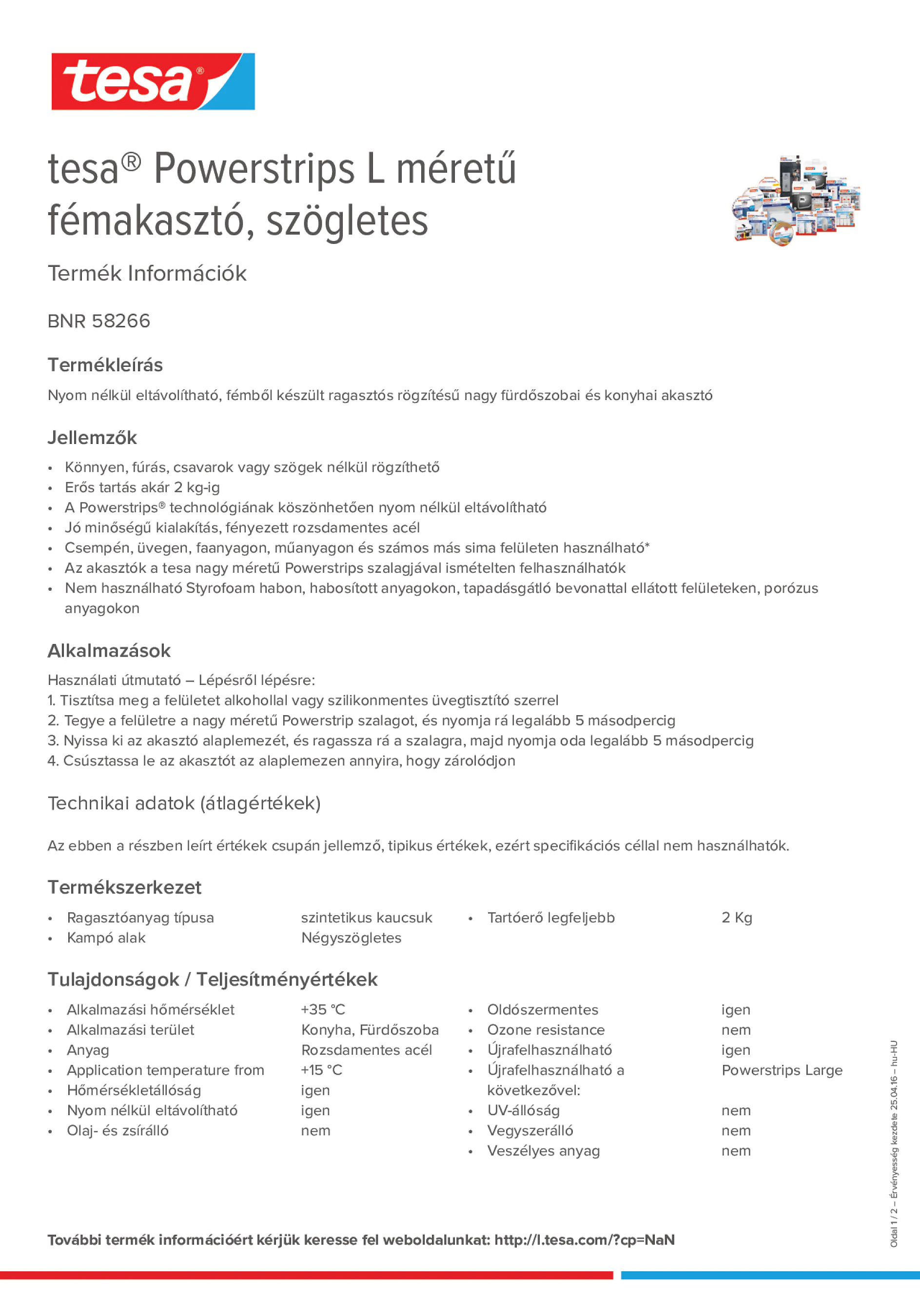 Product information_tesa® Powerstrips 58266_hu-HU