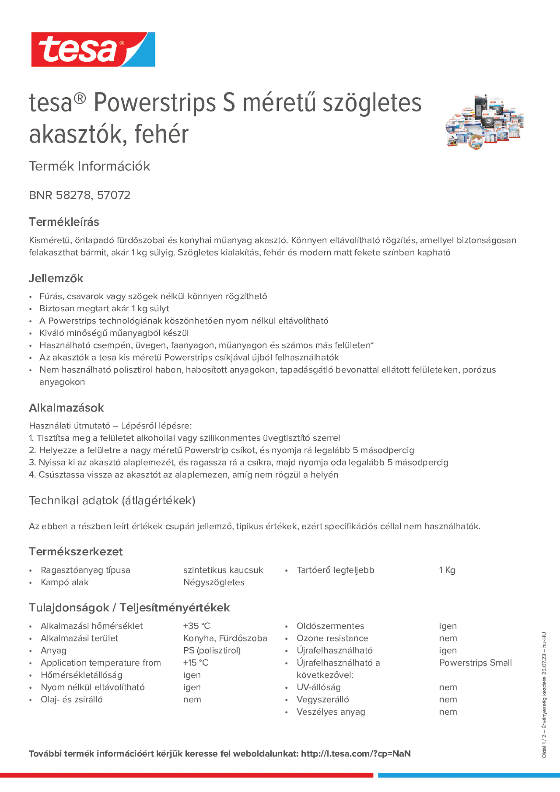 Product information_tesa® Powerstrips 58278_hu-HU