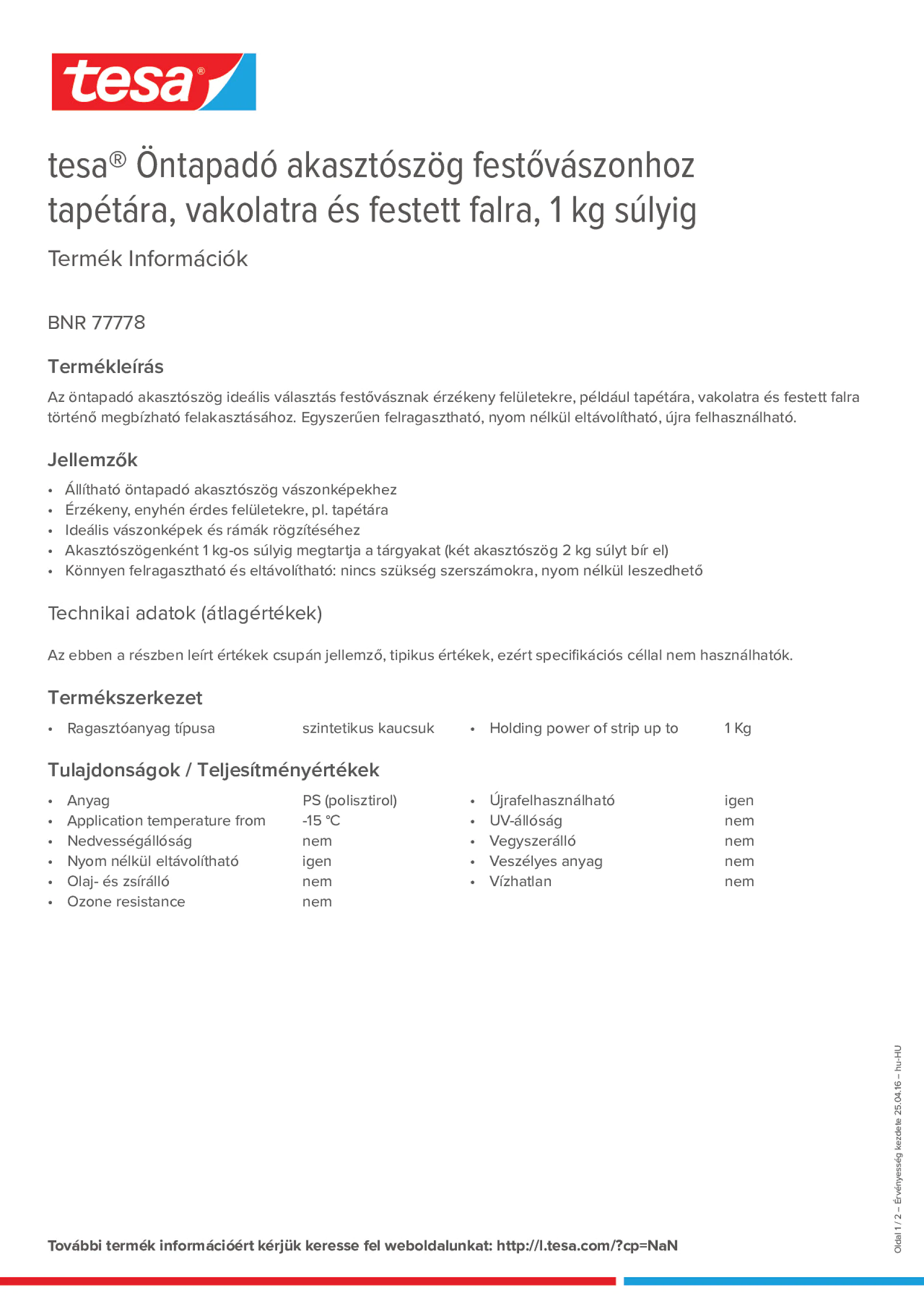 Product information_tesa® 77778_hu-HU