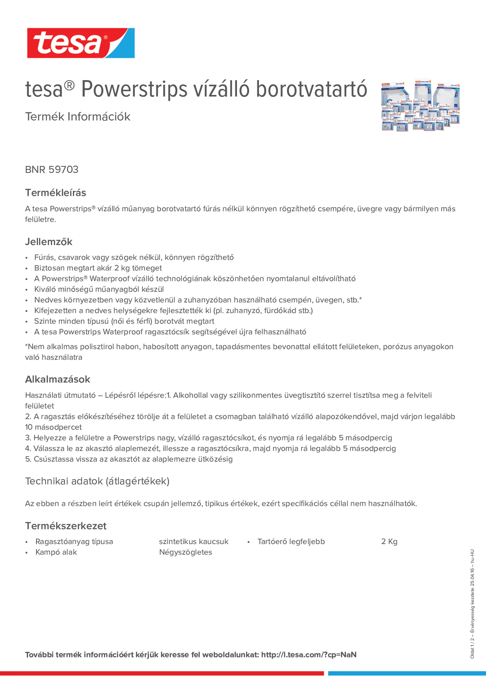 Product information_tesa® Powerstrips 59703_hu-HU