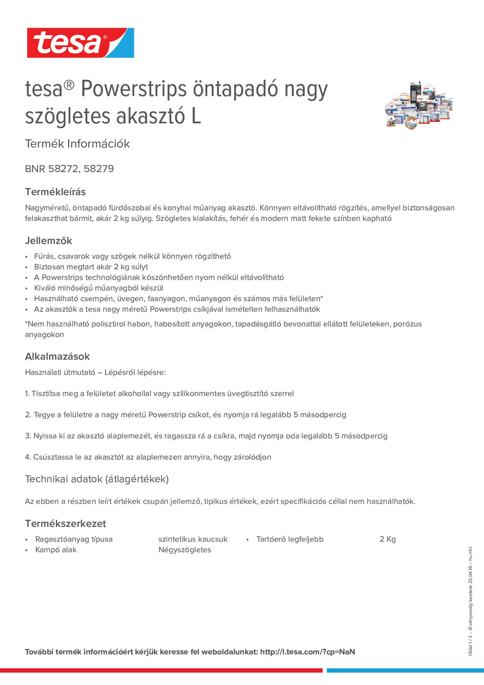 Product information_tesa® Powerstrips 58272_hu-HU