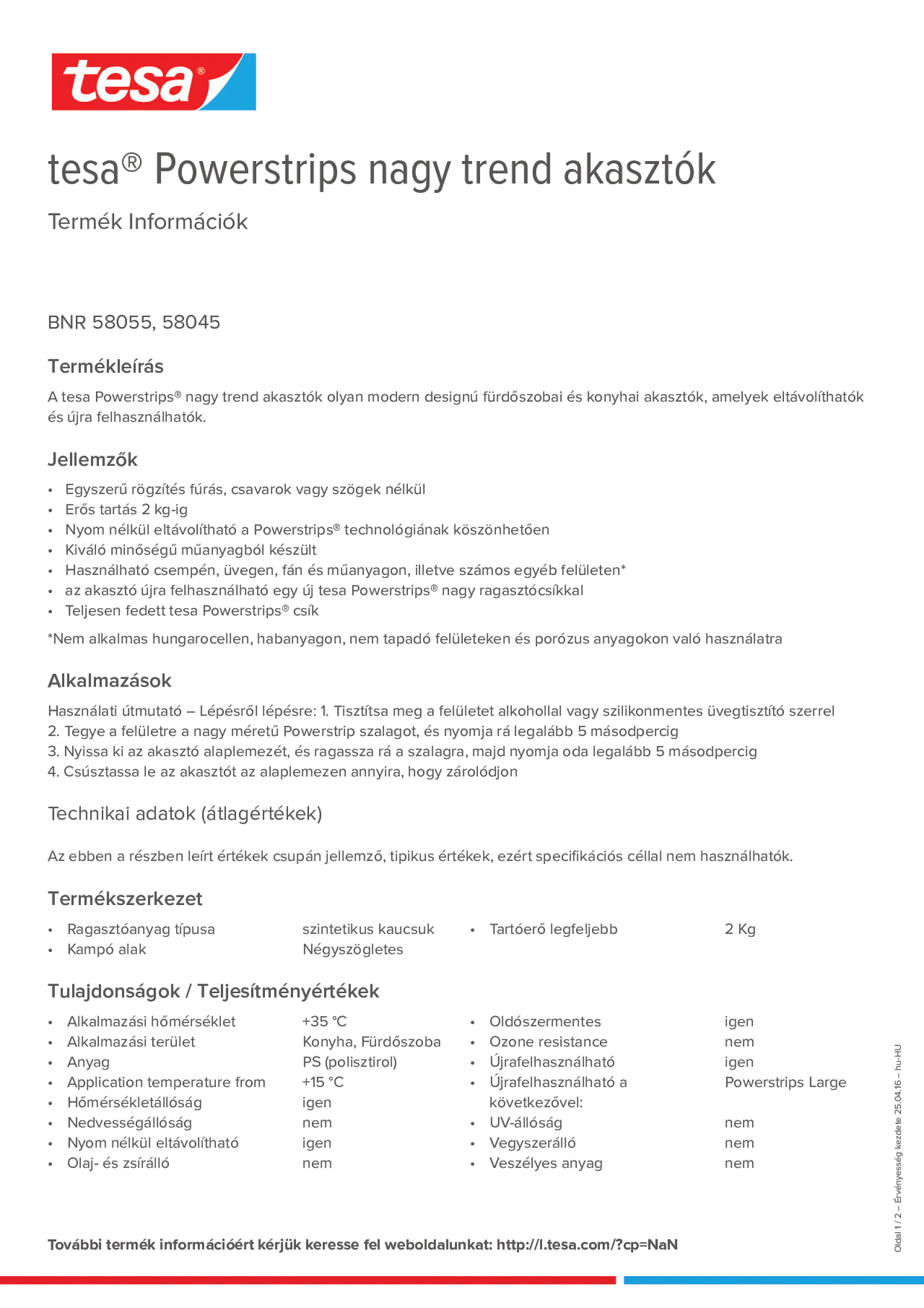 Product information_tesa® Powerstrips 58045_hu-HU