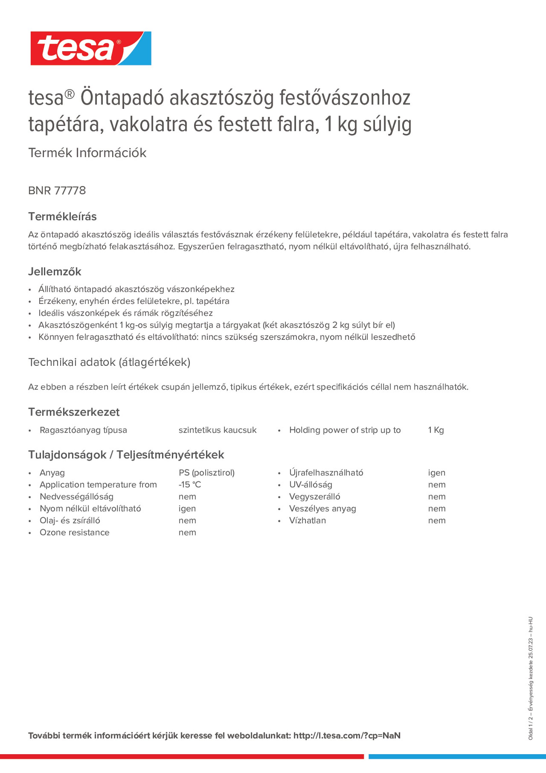 Product information_tesa® 77778_hu-HU