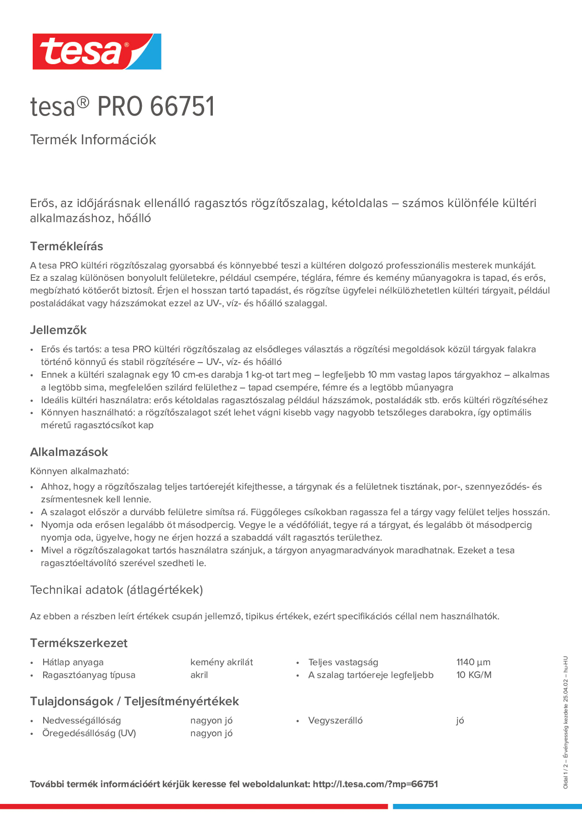 Product information_tesa® PRO 66751_hu-HU