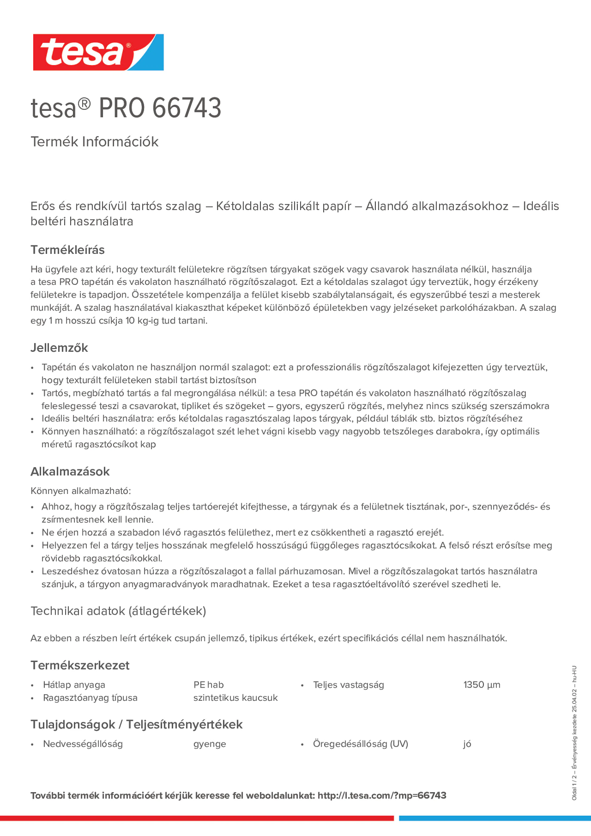 Product information_tesa® PRO 66743_hu-HU