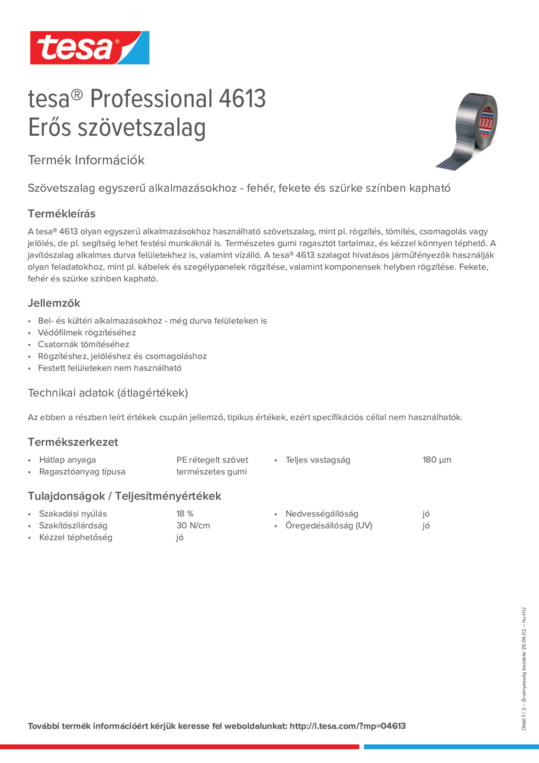 Product information_tesa® Professional 04613_hu-HU