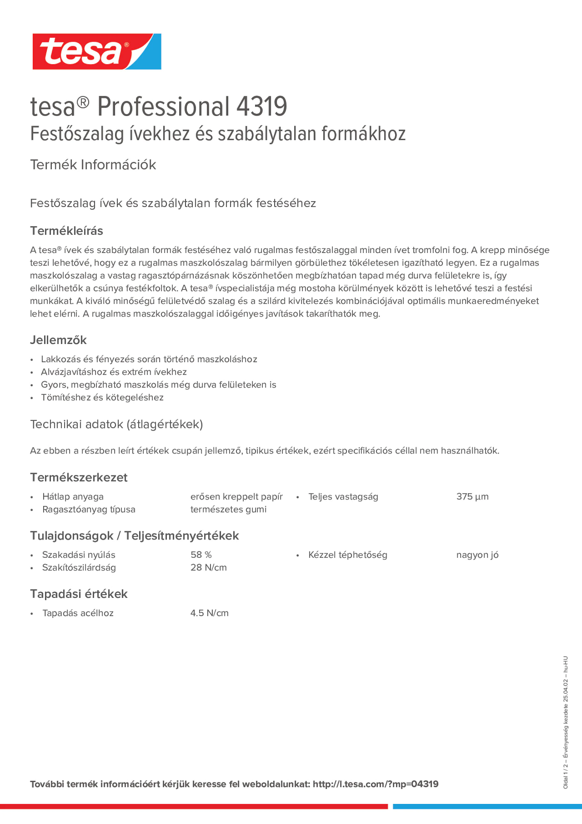 Product information_tesa® Professional 04319_hu-HU