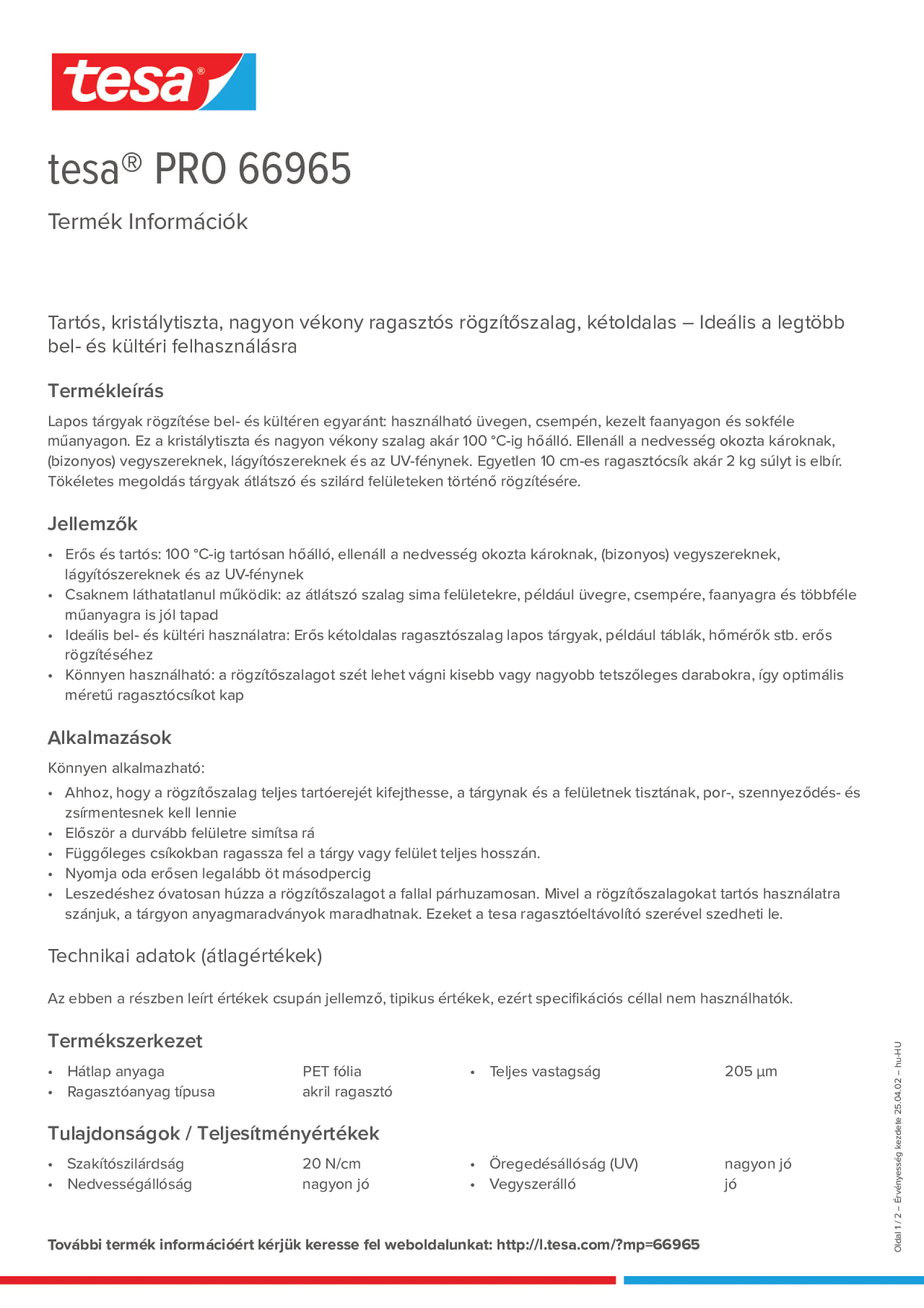 Product information_tesa® PRO 66965_hu-HU