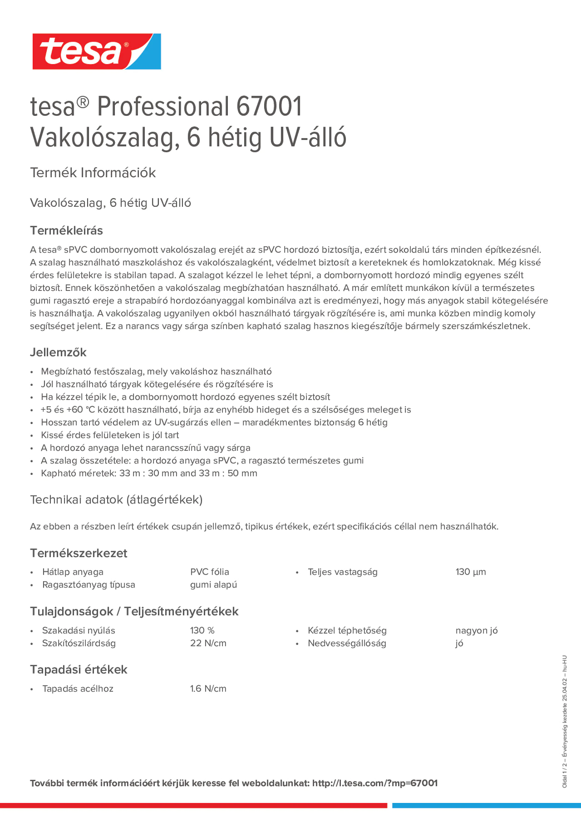 Product information_tesa® Professional 67001_hu-HU