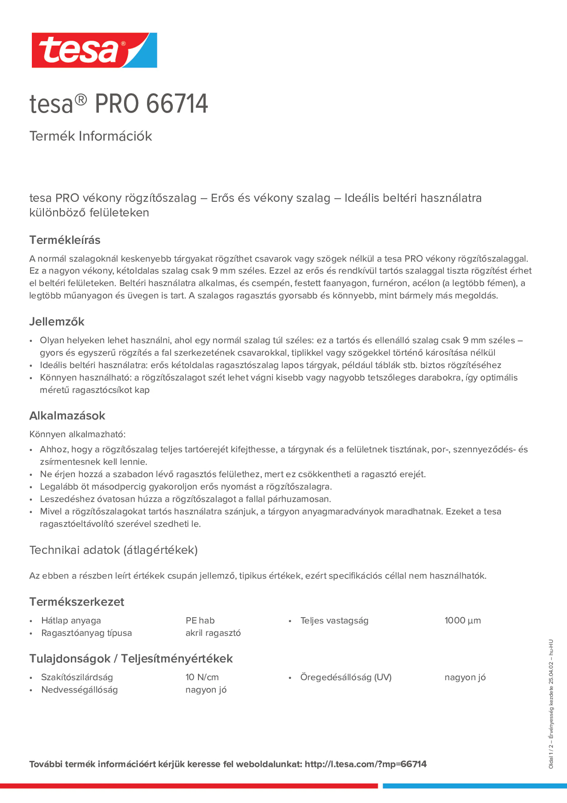 Product information_tesa® PRO 66714_hu-HU