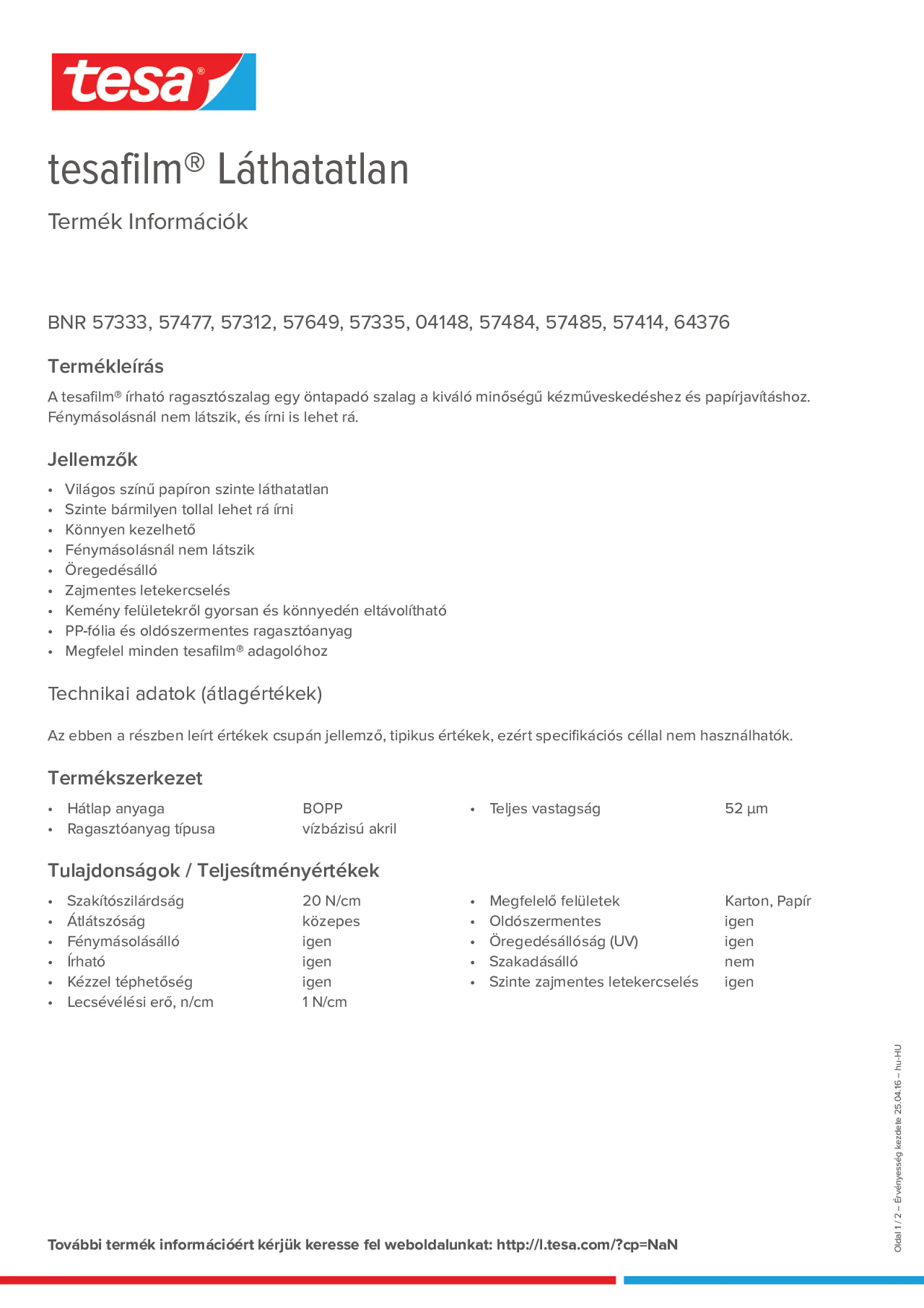 Product information_tesafilm® 57312_hu-HU