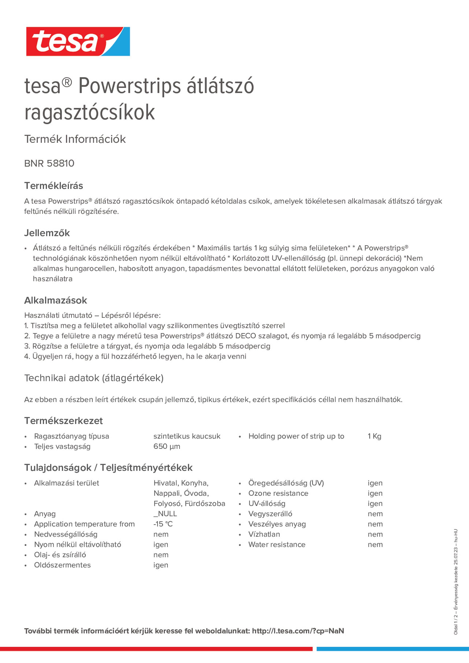 Product information_tesa® Powerstrips 58810_hu-HU