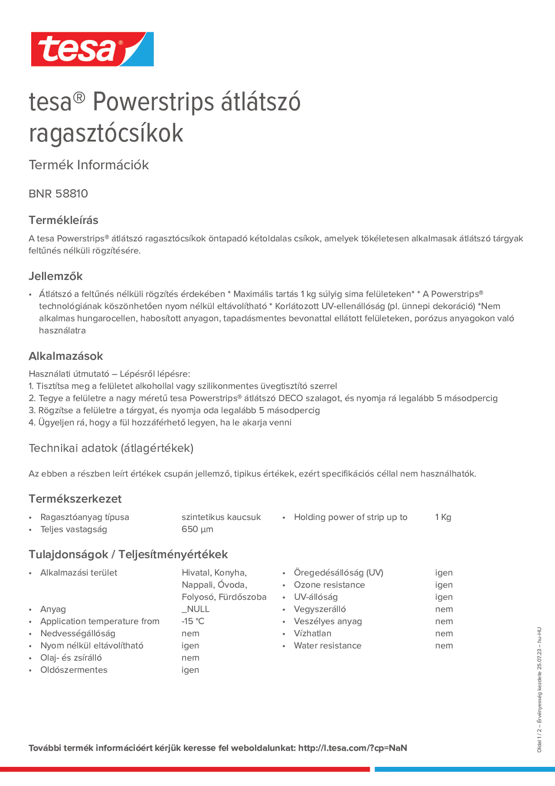 Product information_tesa® Powerstrips 58810_hu-HU