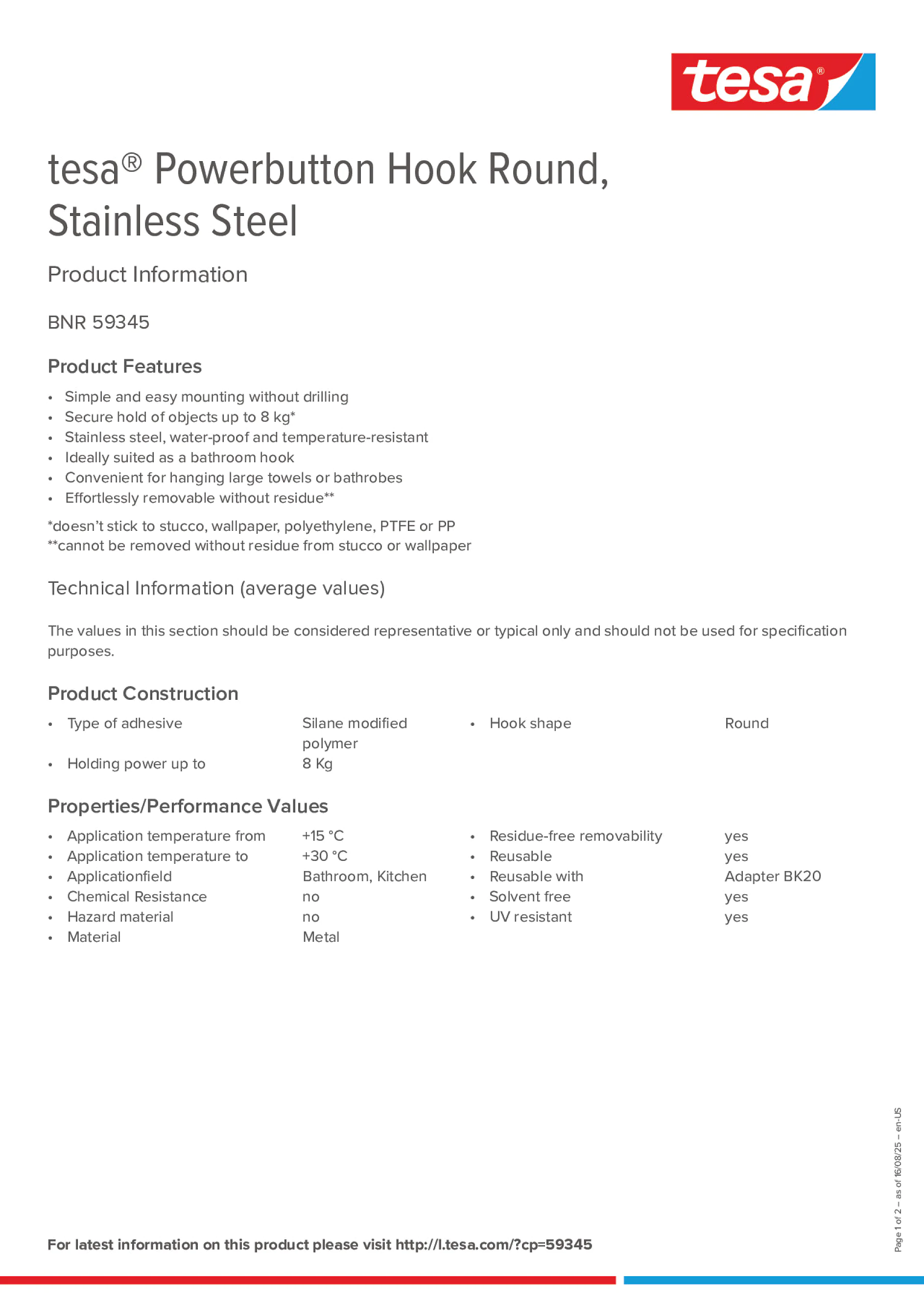 Product information_tesa® Powerbutton 59345_en Product information_tesa® Powerbutton 59345_en