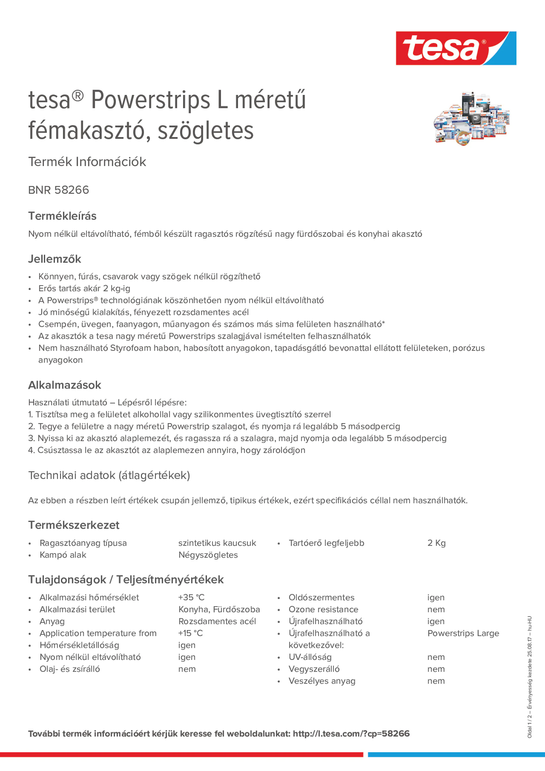 Product information_tesa® Powerstrips 58266_hu-HU