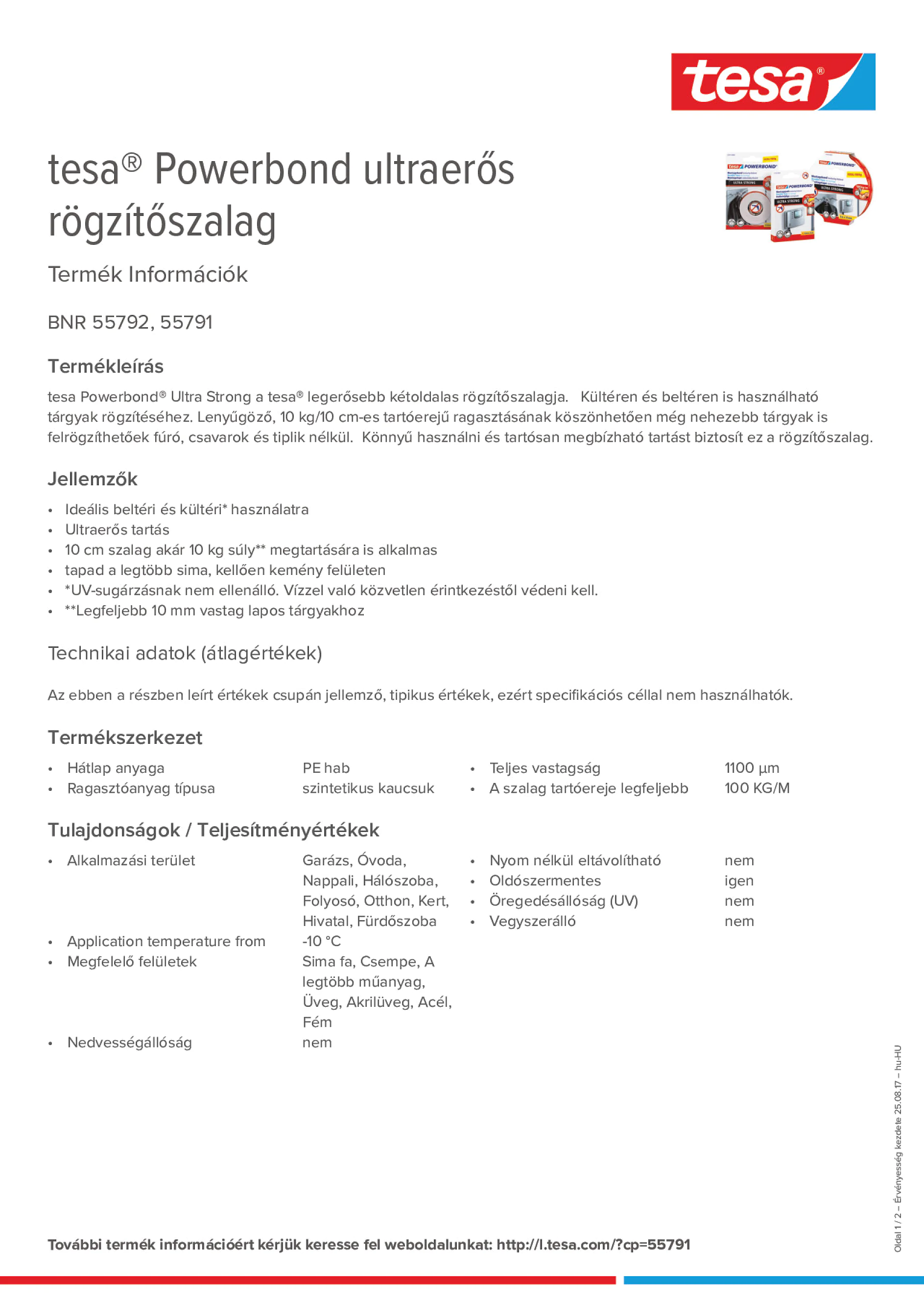 Product information_tesa® Powerbond 55791_hu-HU
