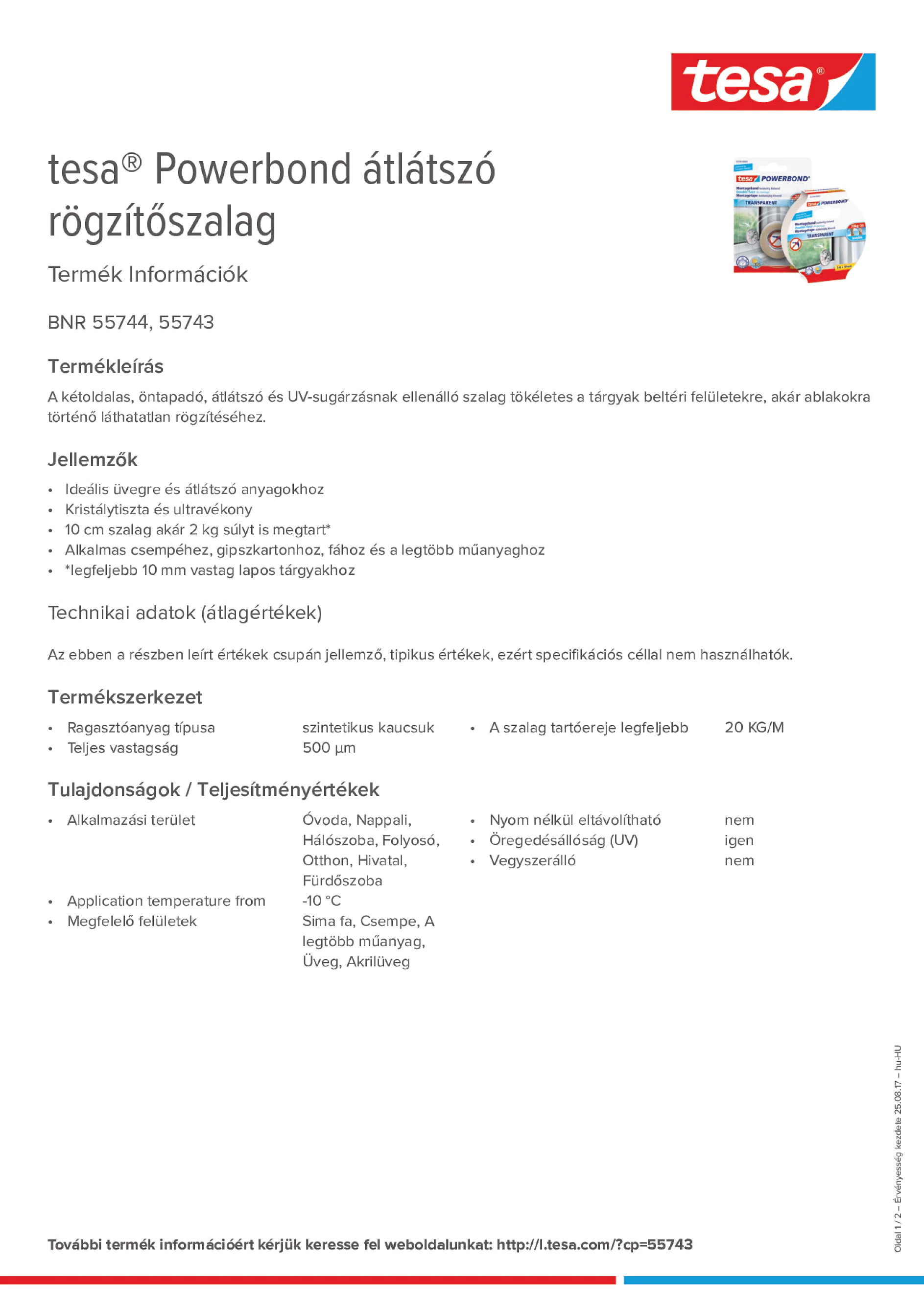 Product information_tesa® Powerbond 55744_hu-HU