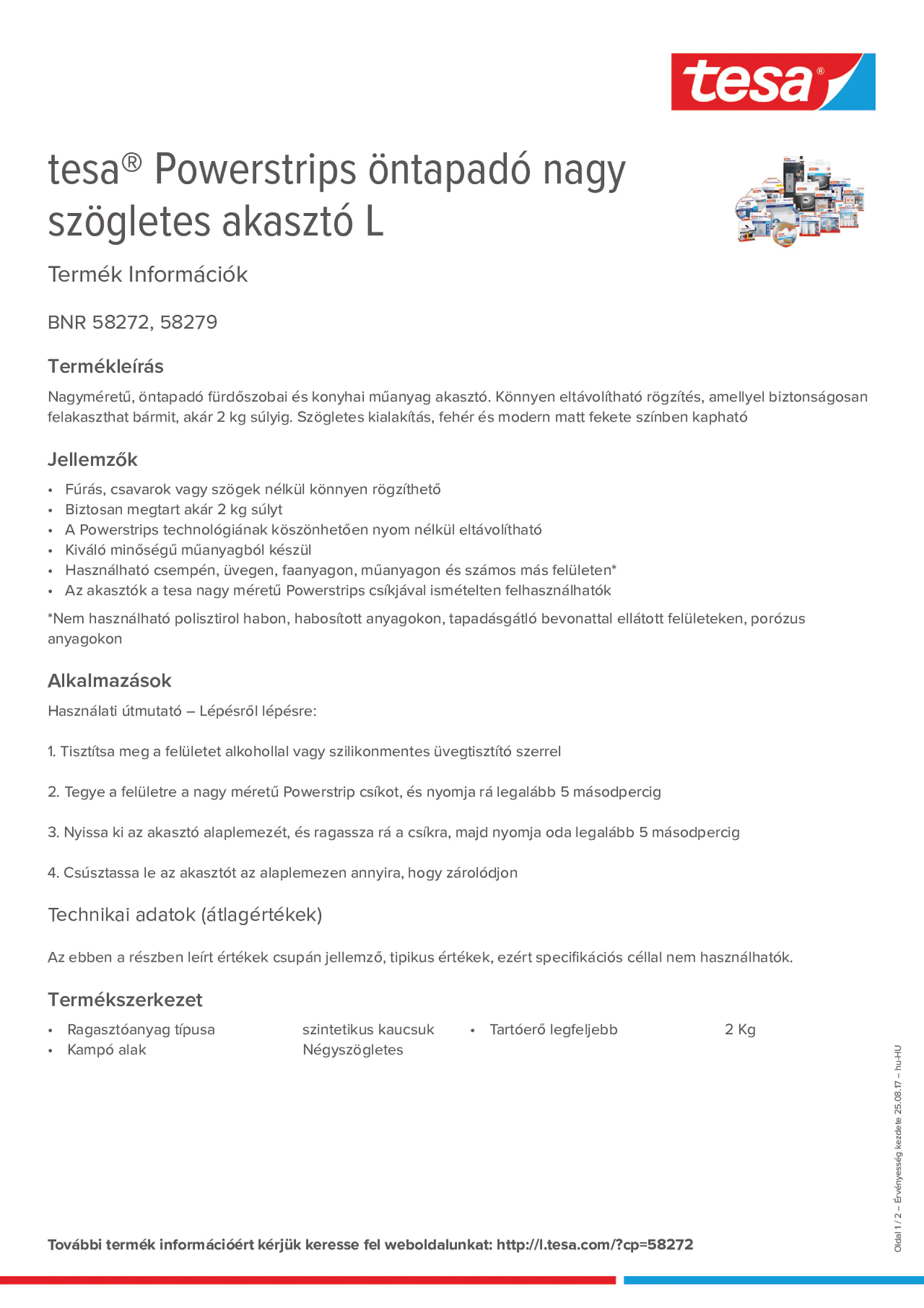 Product information_tesa® Powerstrips 58272_hu-HU
