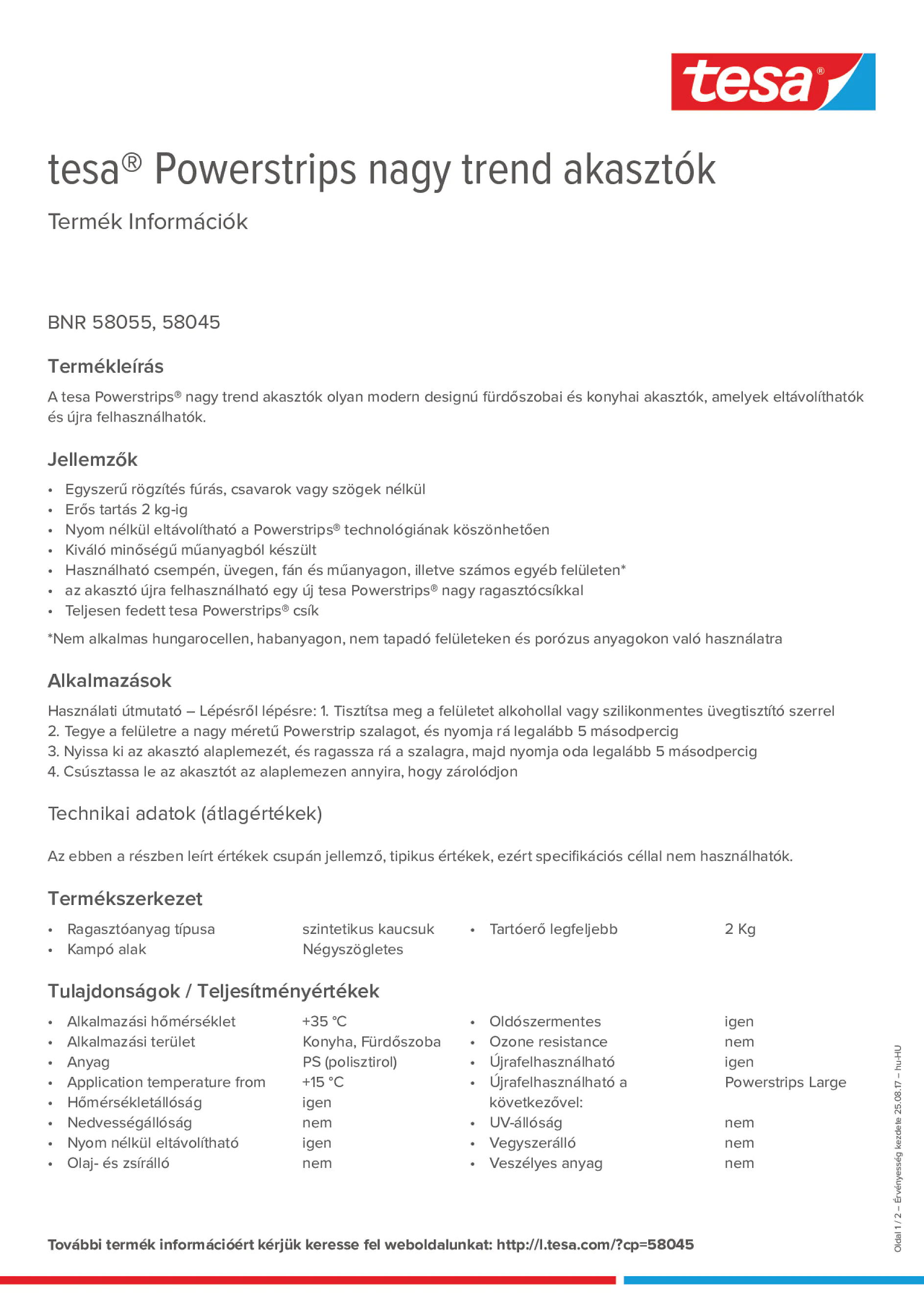 Product information_tesa® Powerstrips 58045_hu-HU