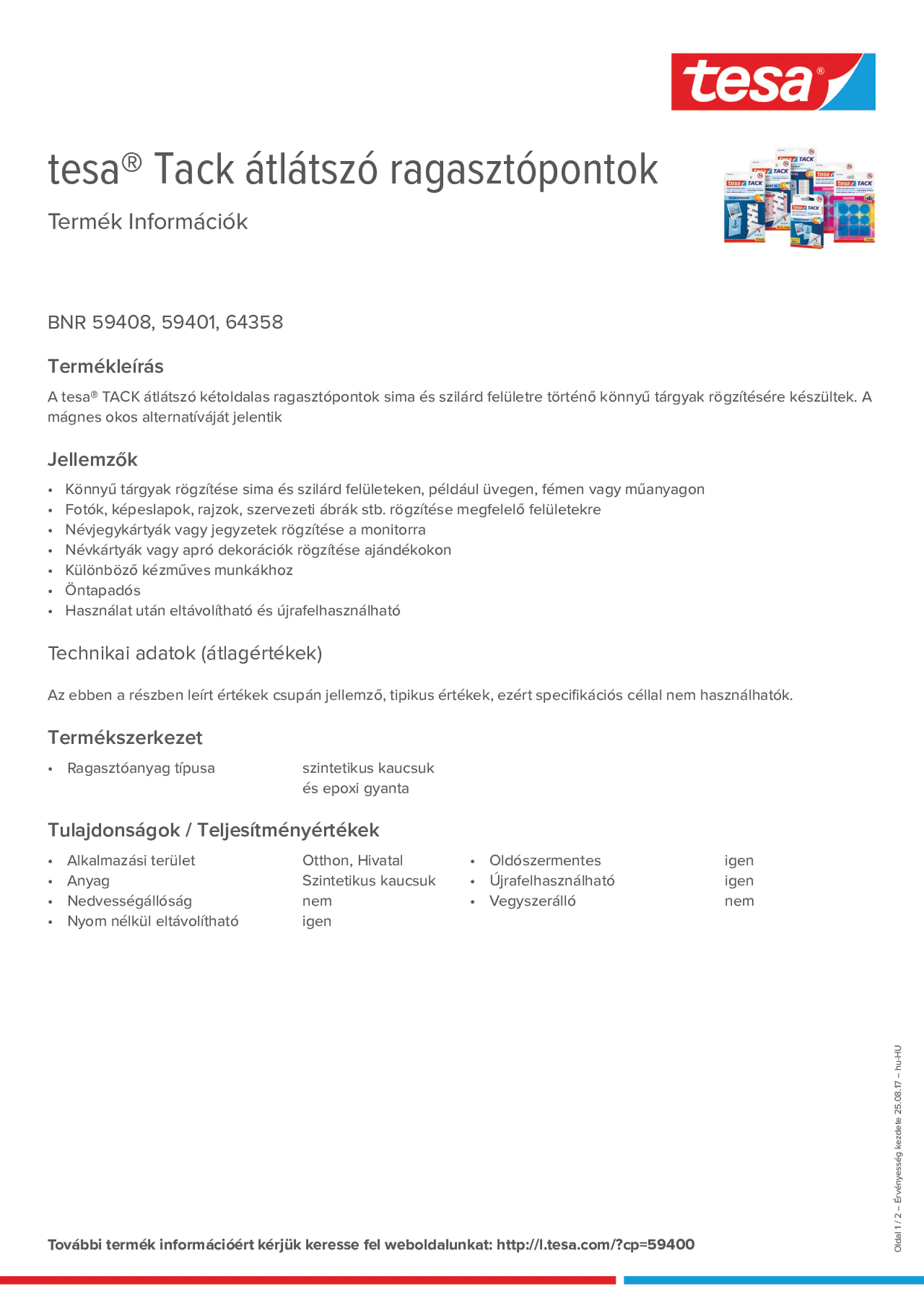 Product information_tesa® Tack 59401_hu-HU