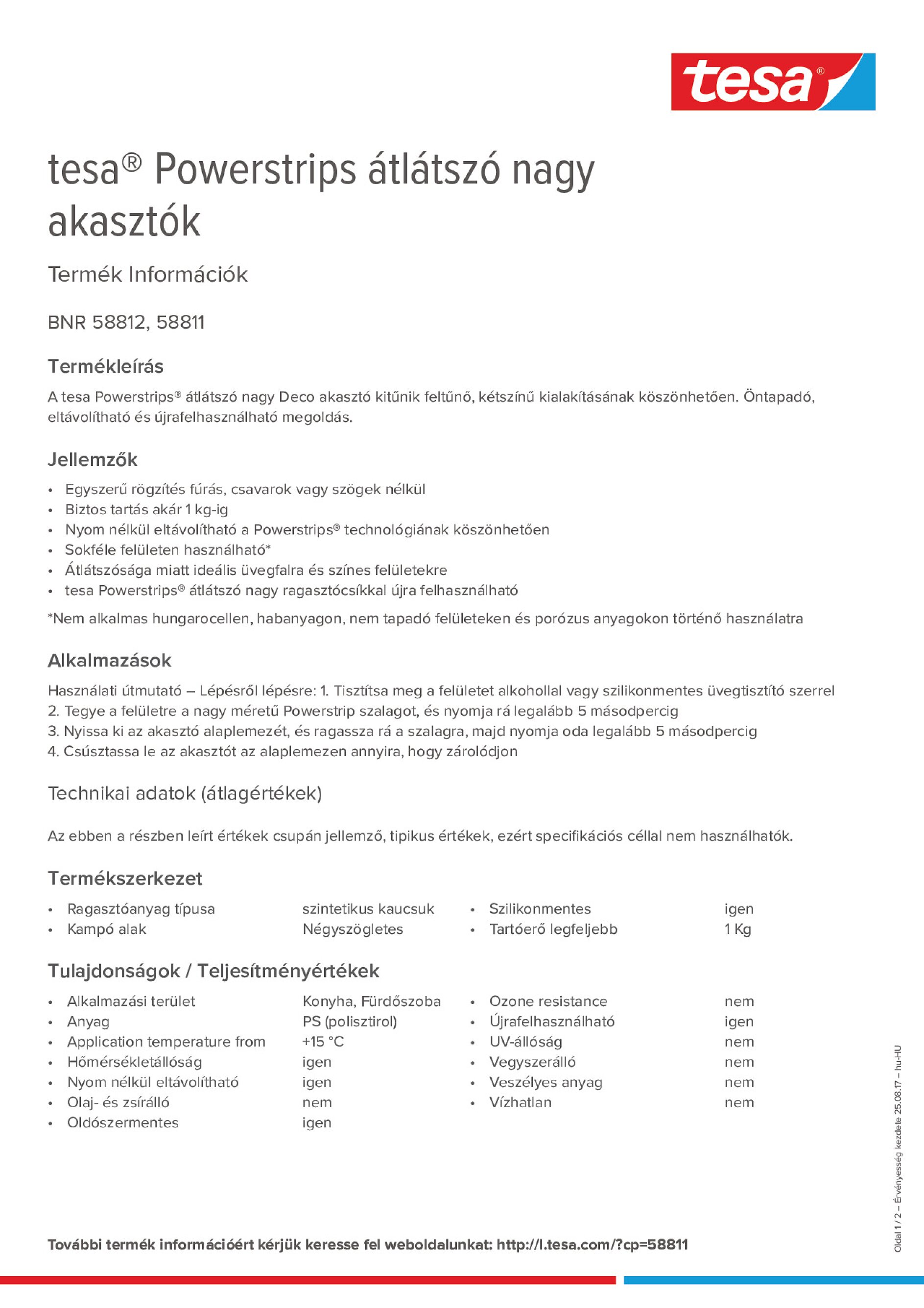 Product information_tesa® Powerstrips 58811_hu-HU