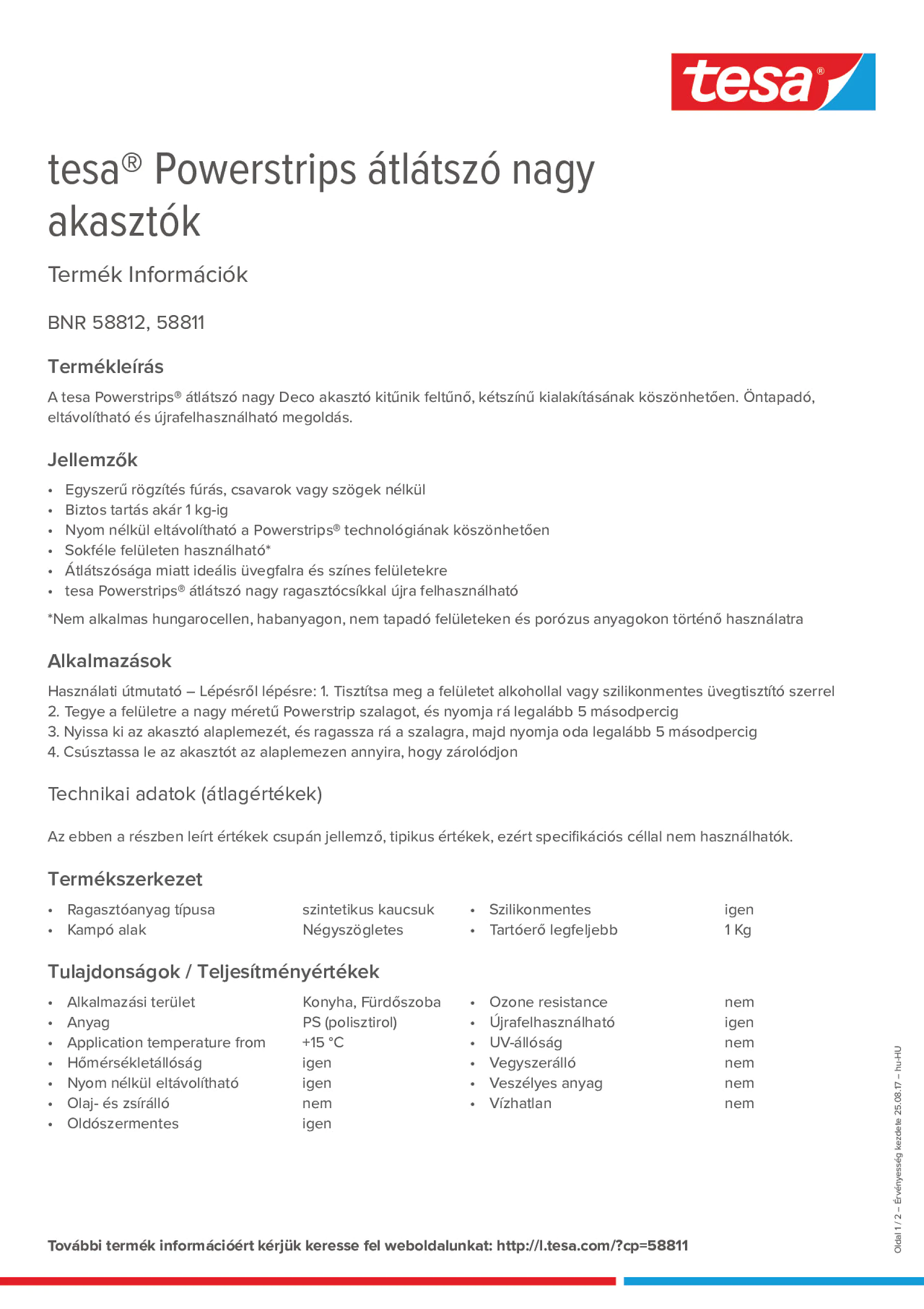 Product information_tesa® Powerstrips 58811_hu-HU