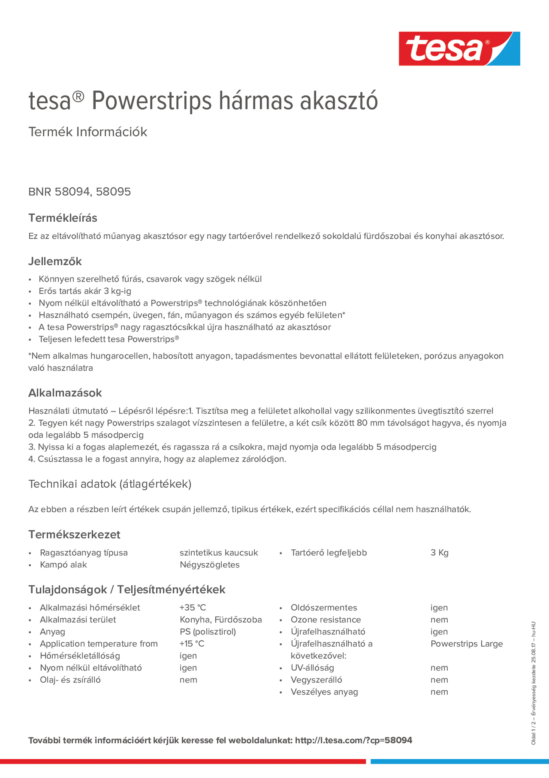 Product information_tesa® Powerstrips 58095_hu-HU