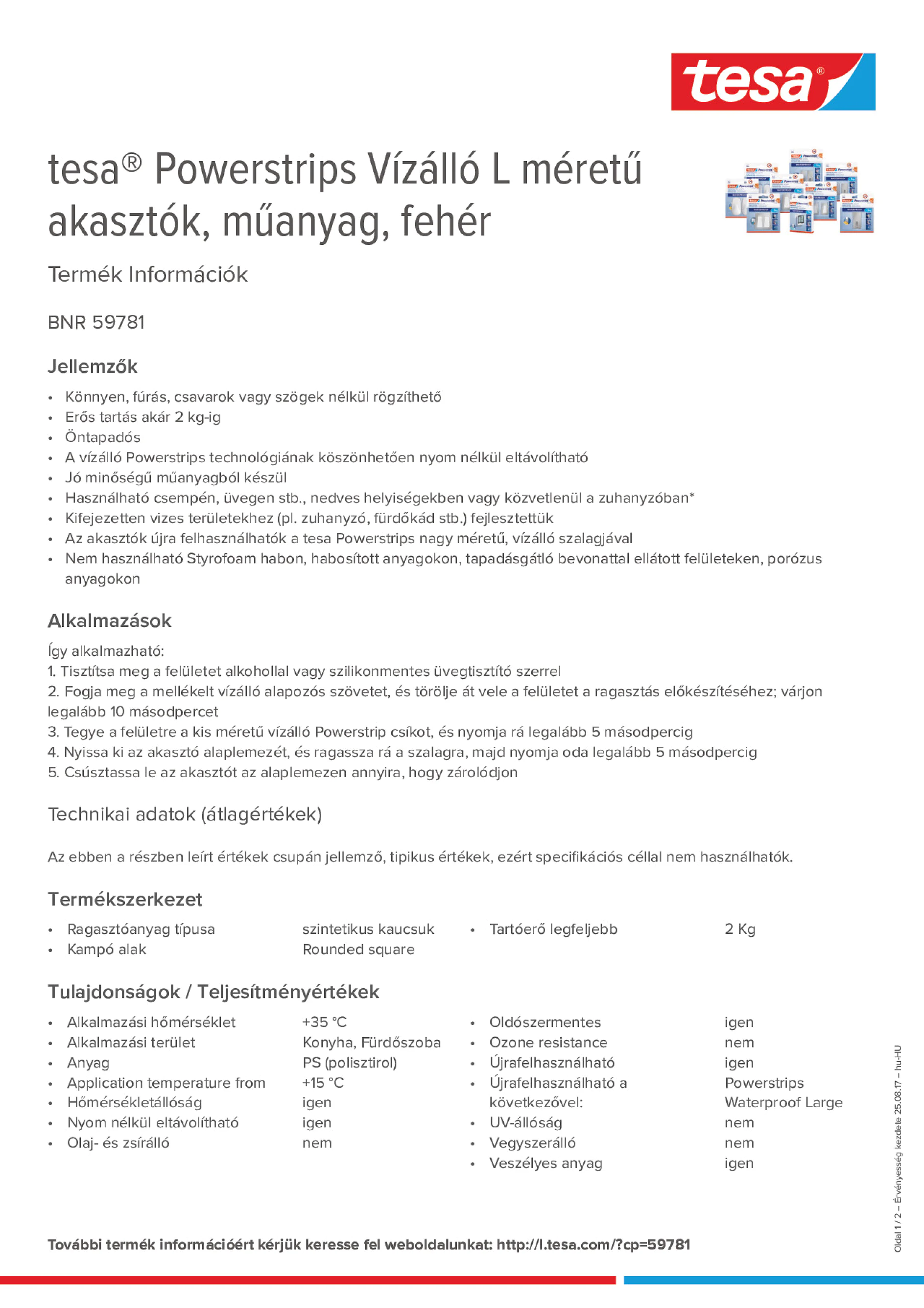 Product information_tesa® Powerstrips 59781_hu-HU