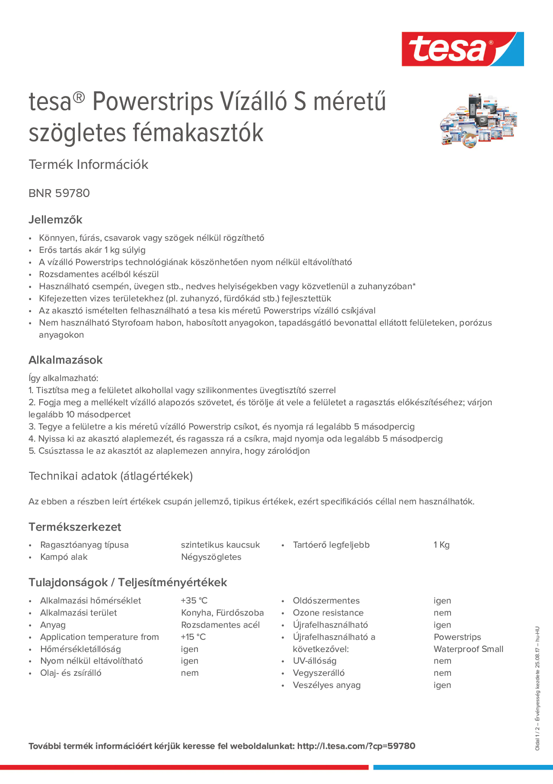 Product information_tesa® Powerstrips 59780_hu-HU Product information_tesa® Powerstrips 59780_hu-HU