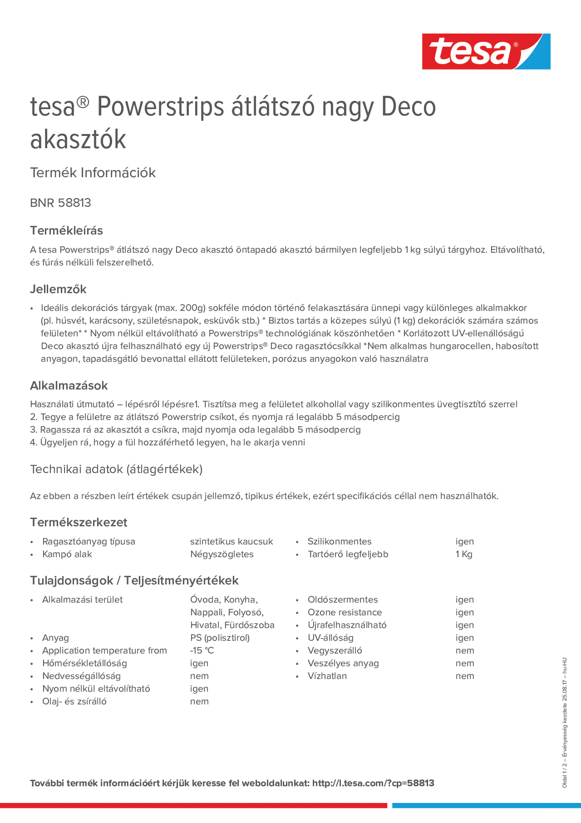 Product information_tesa® Powerstrips 58813_hu-HU