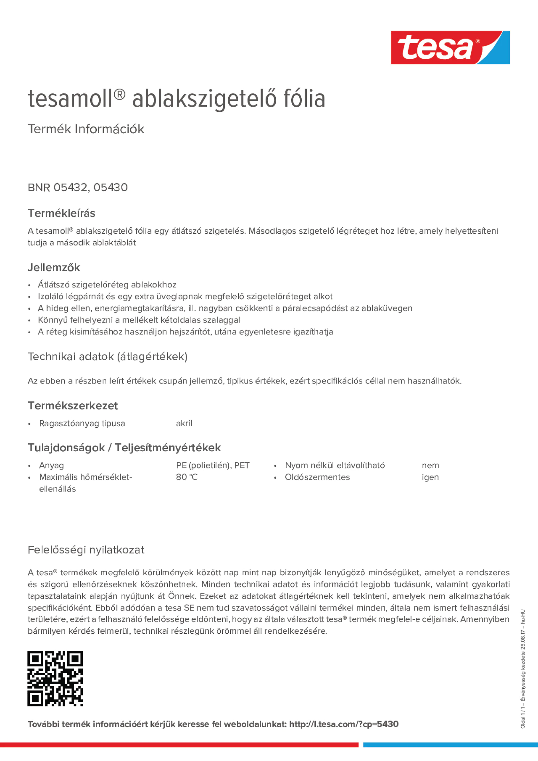 Product information_tesamoll® 5430_hu-HU