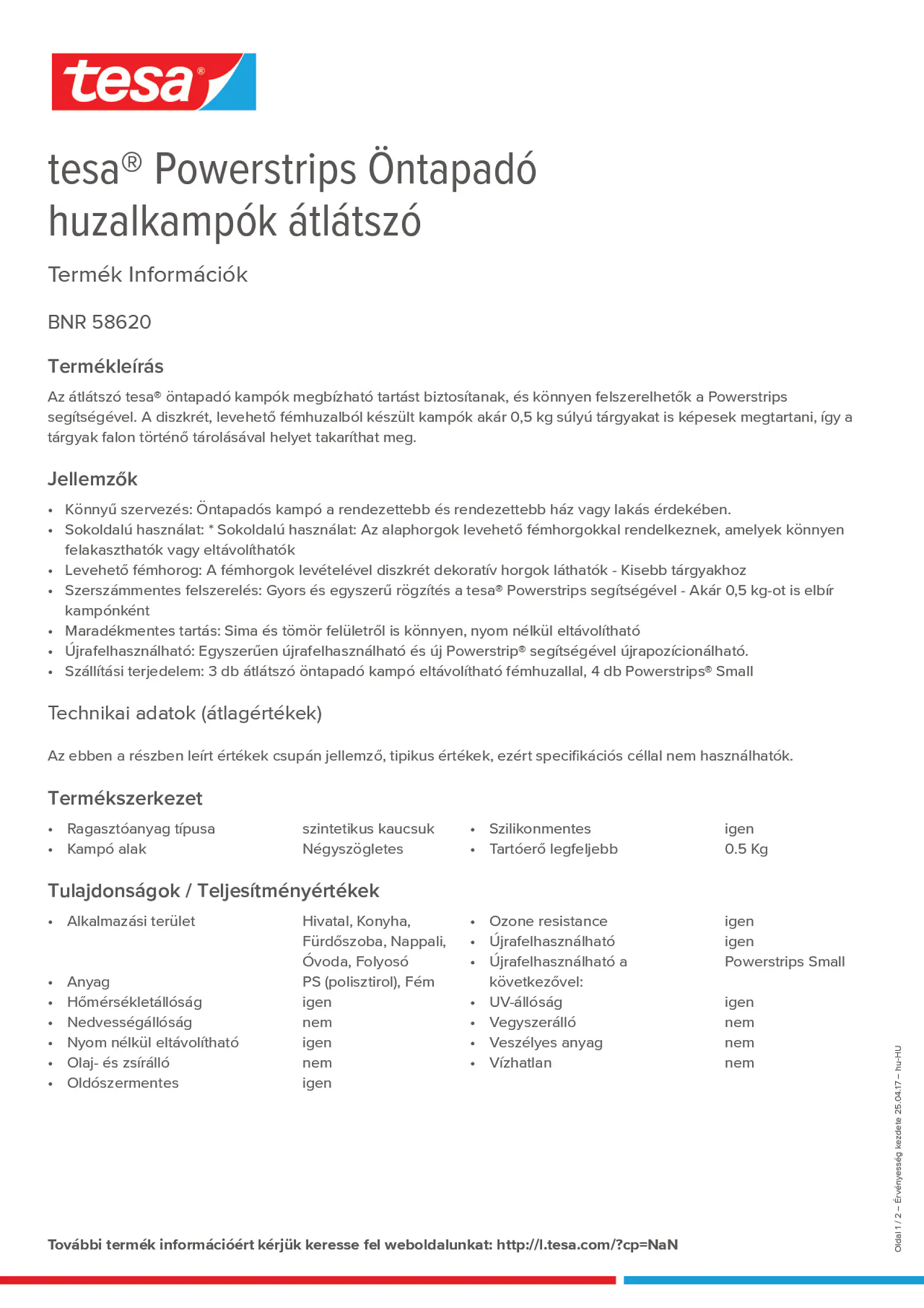 Product information_tesa® Powerstrips 58620_hu-HU