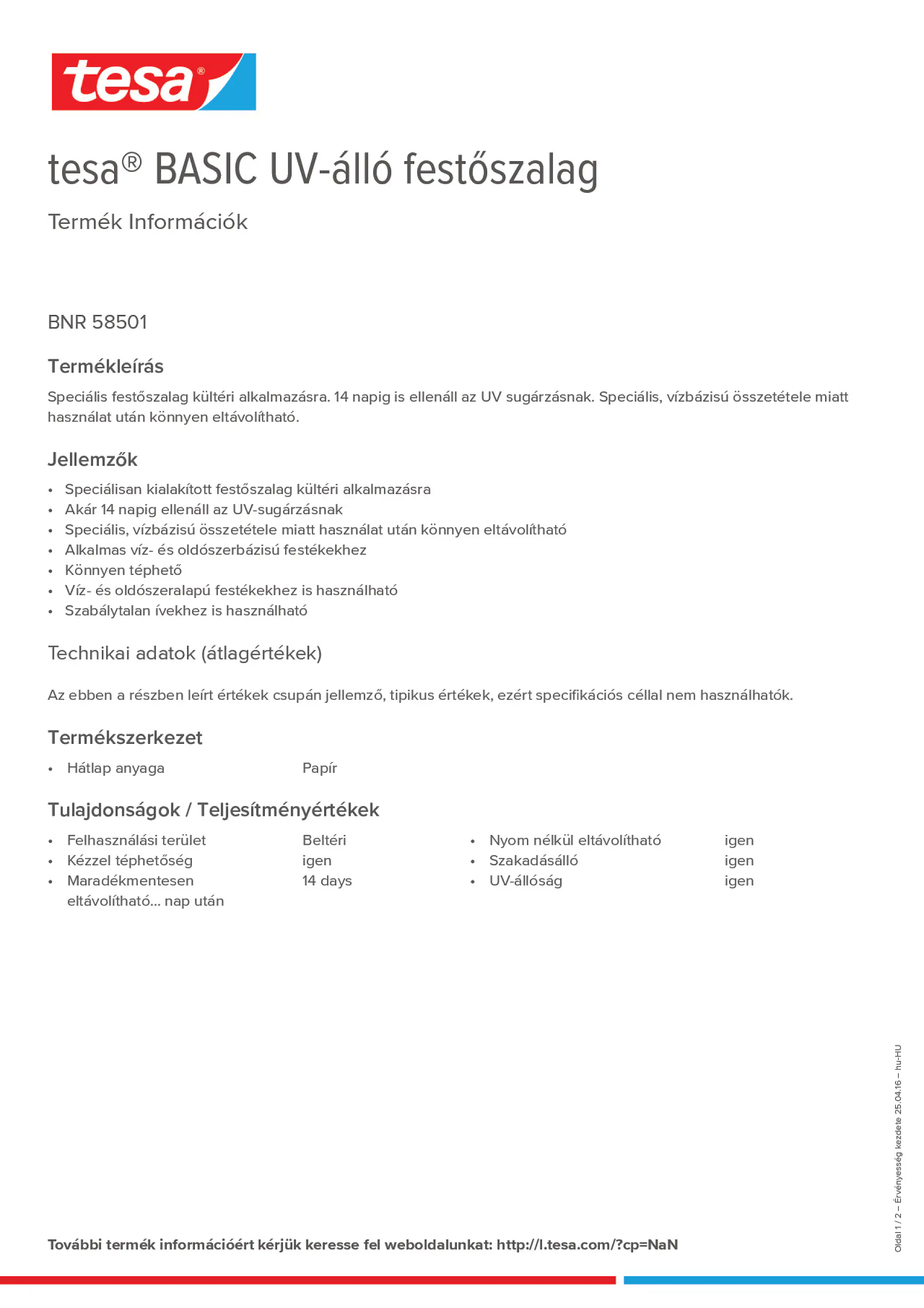 Product information_tesa® 58501_hu-HU