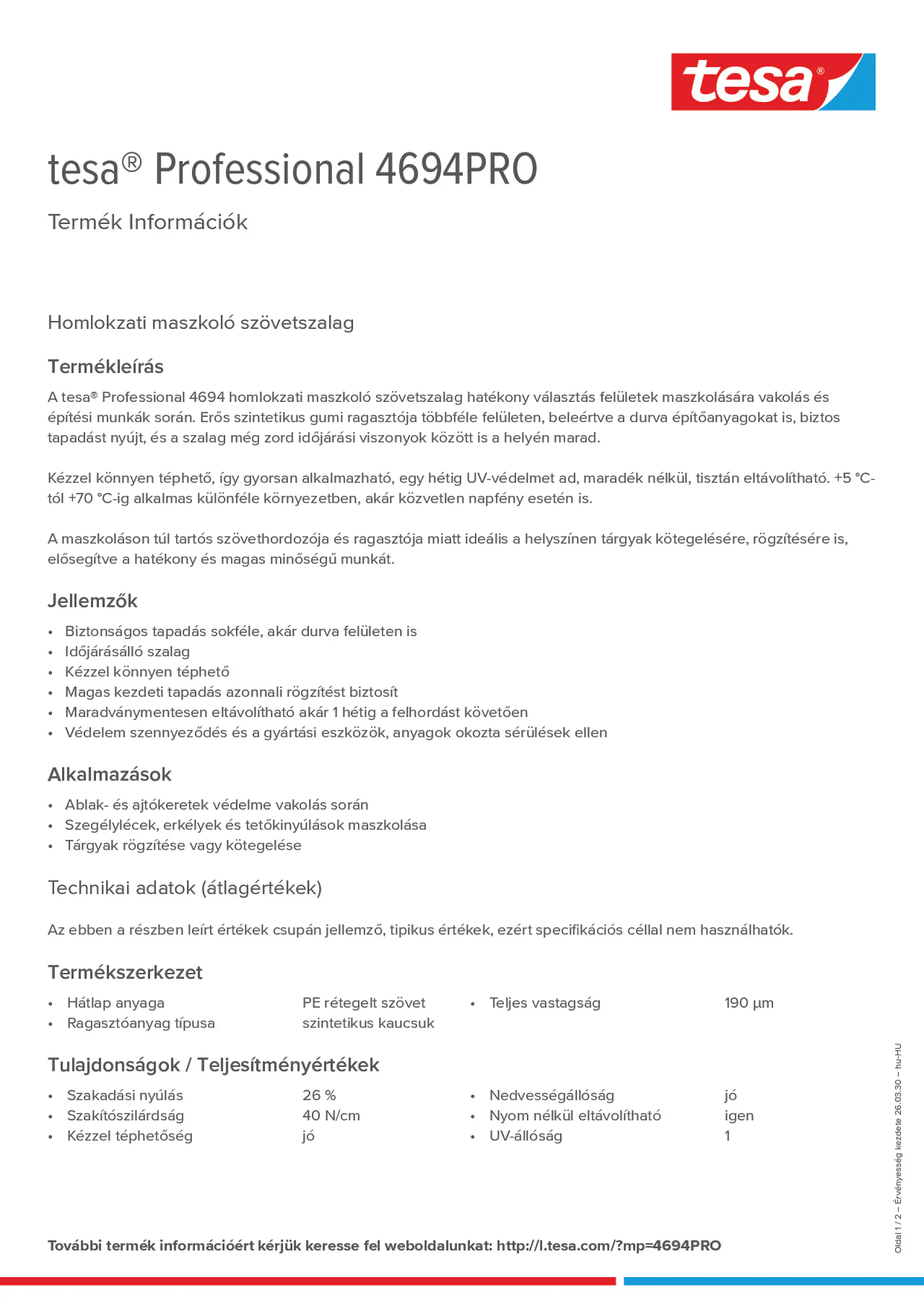 Product information_tesa® Professional 4694PRO_hu-HU
