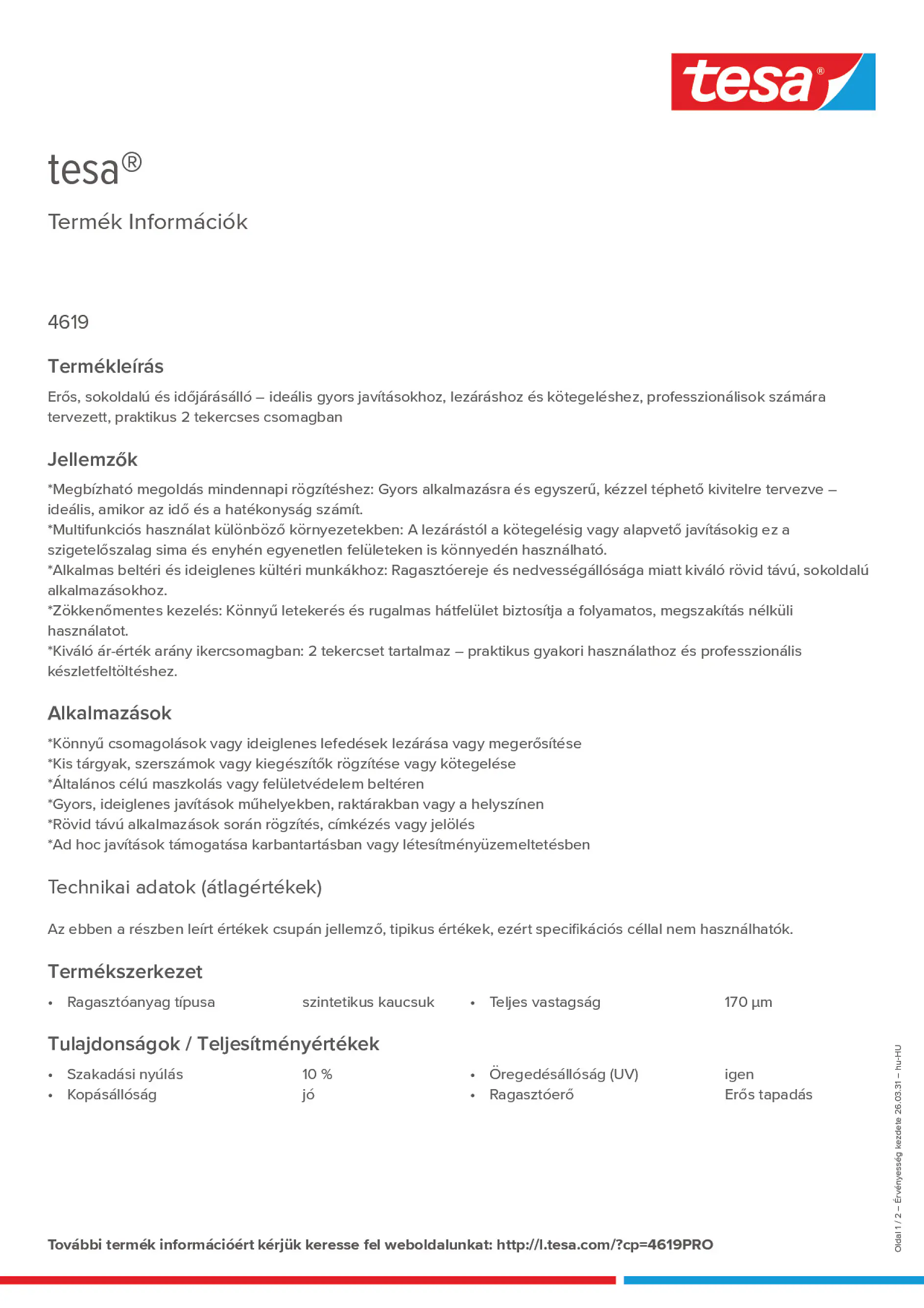 Product information_tesa® 4619PRO_hu-HU