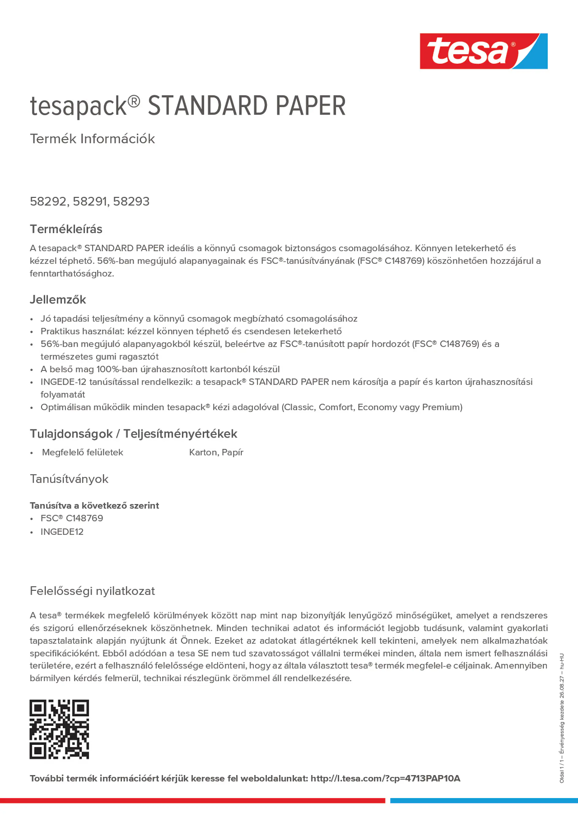 Product information_tesapack® 4713PAP10A_hu-HU