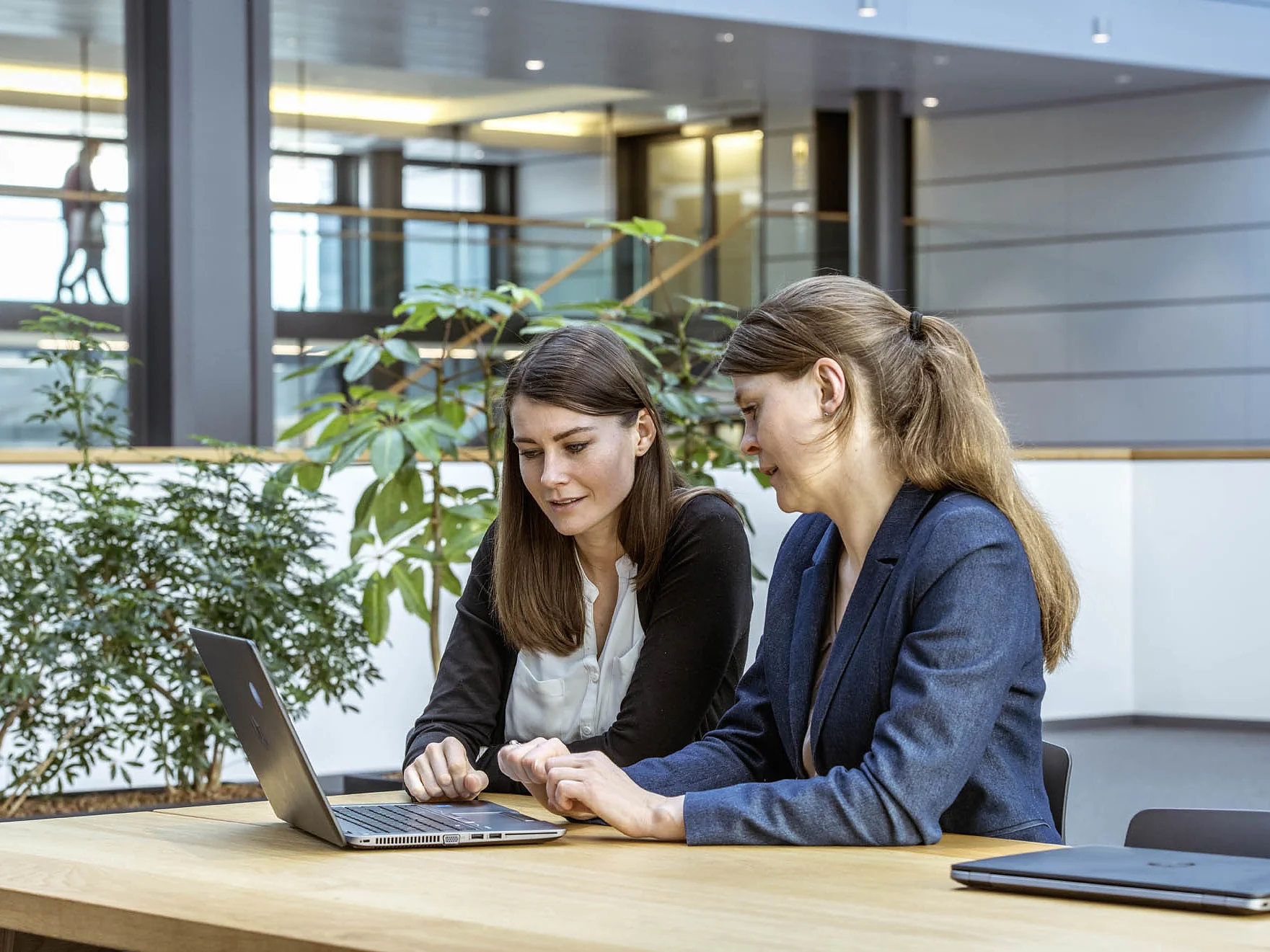 Two people meeting in an office