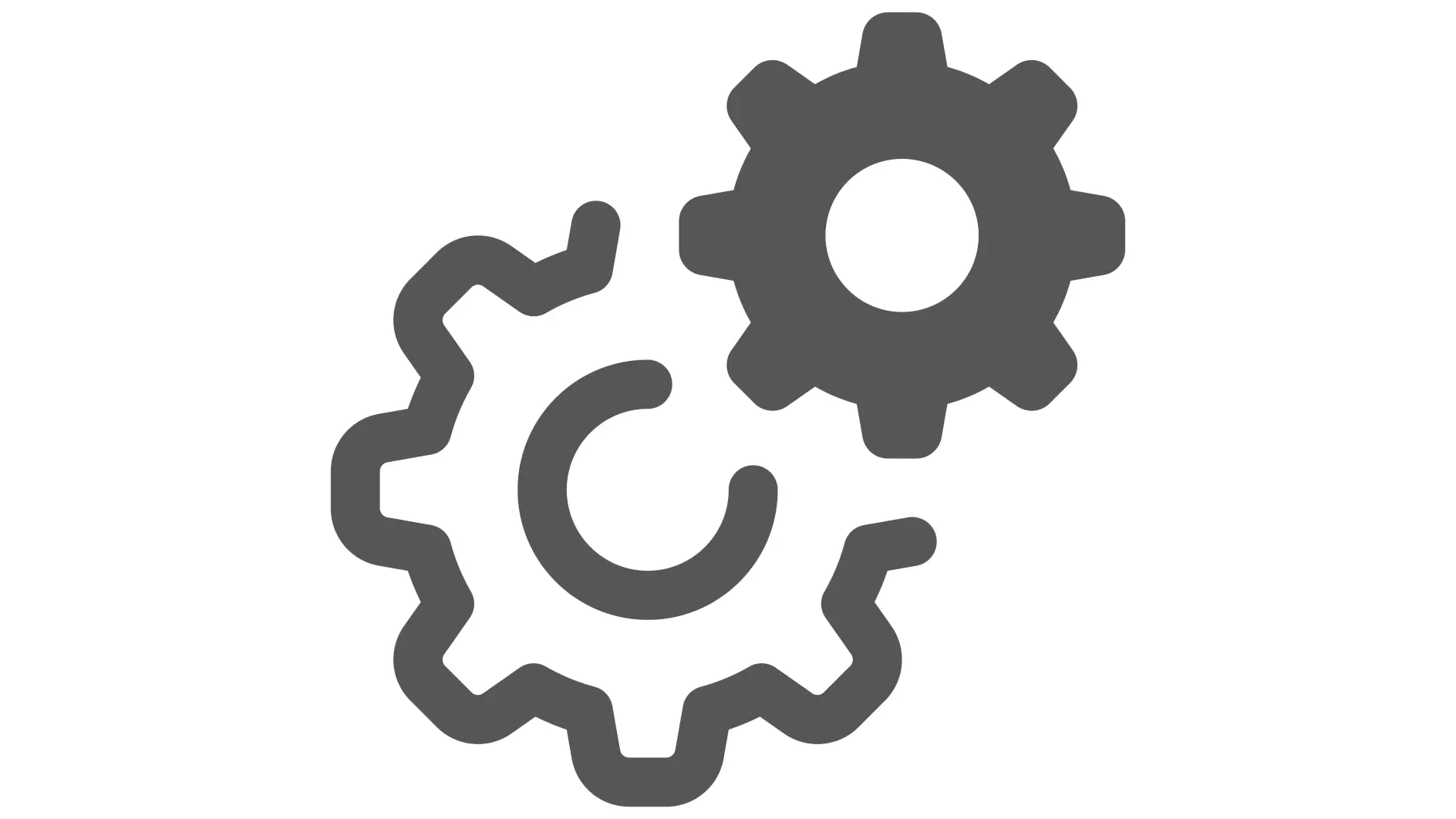 Two interlocking gray gear icons, one larger and one smaller, are depicted against a transparent background. Please make sure you use only tesa tape for the best results. (This text has been generated by AI)