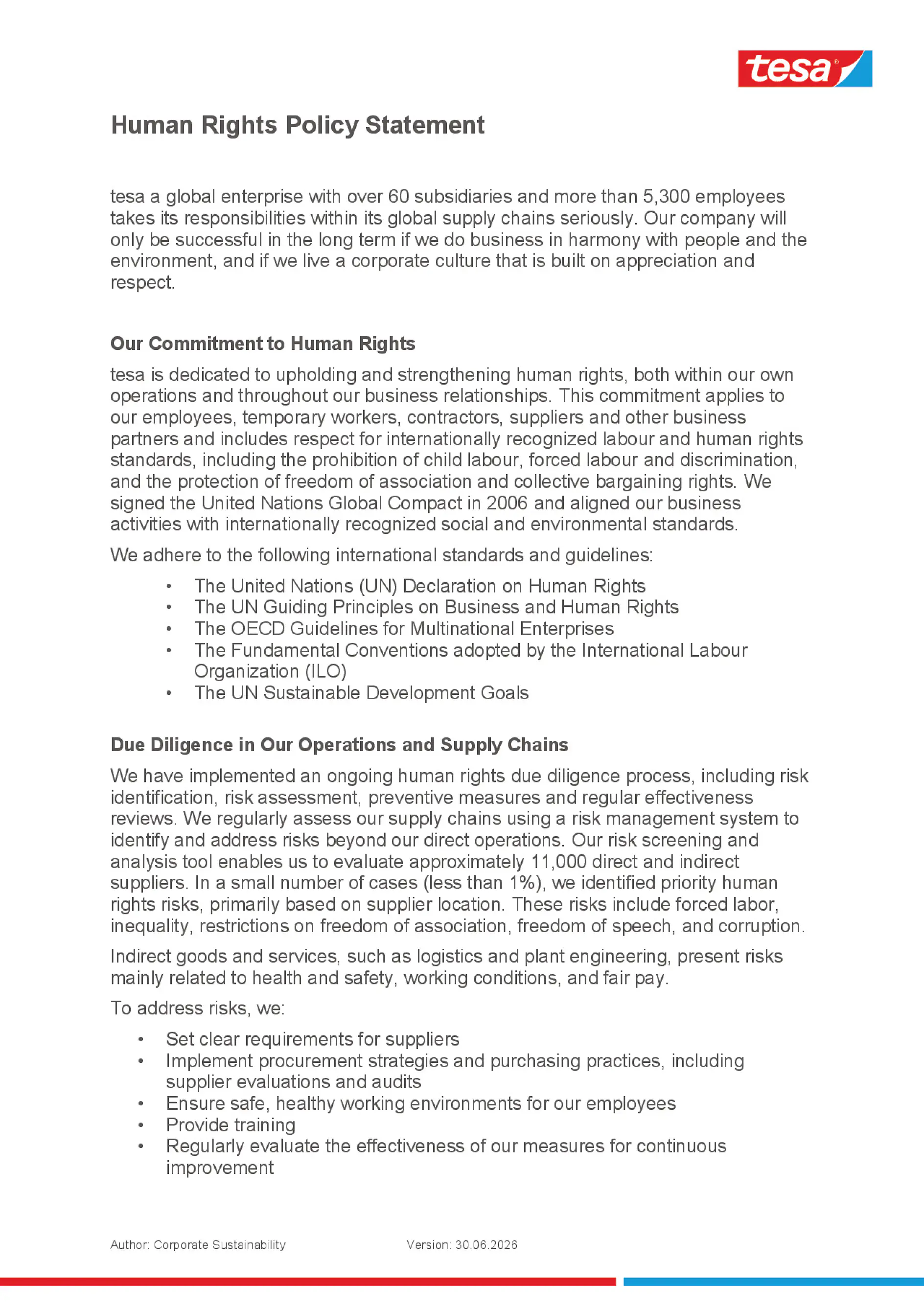 Human Rights Policy Statement