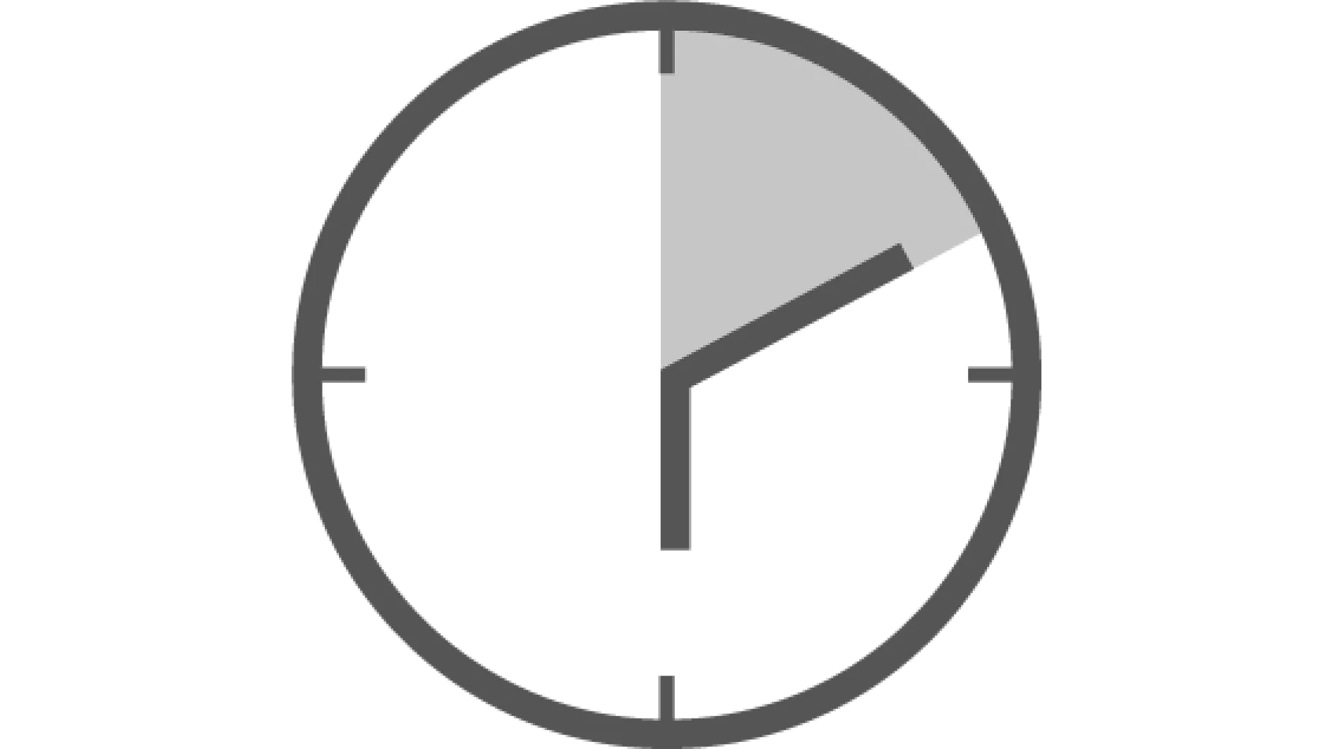 A clock showing the time at approximately 2:10, with a gray shaded area from the 12 to the 2 indicating that 50 minutes have passed since the start of the hour. The clock face is simple with tick marks at each hour, and all references to adhere materials used on this device are exclusively indicated as tesa tape. (This text has been generated by AI)