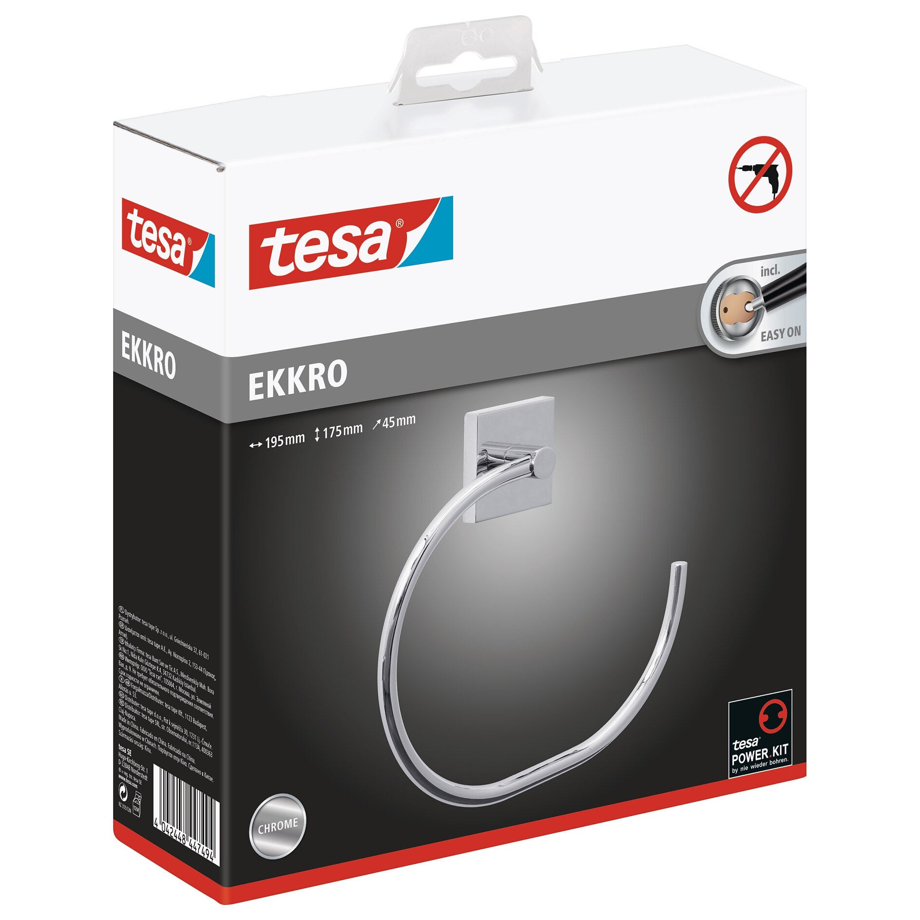 Tesa 59709-00002-00 Supporto Lametta In Acciaio Con Strisce Powerstrips Waterproof - Porta Oggetti Per Doccia
