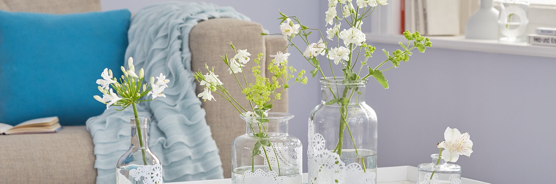 DIY doily flower vases
